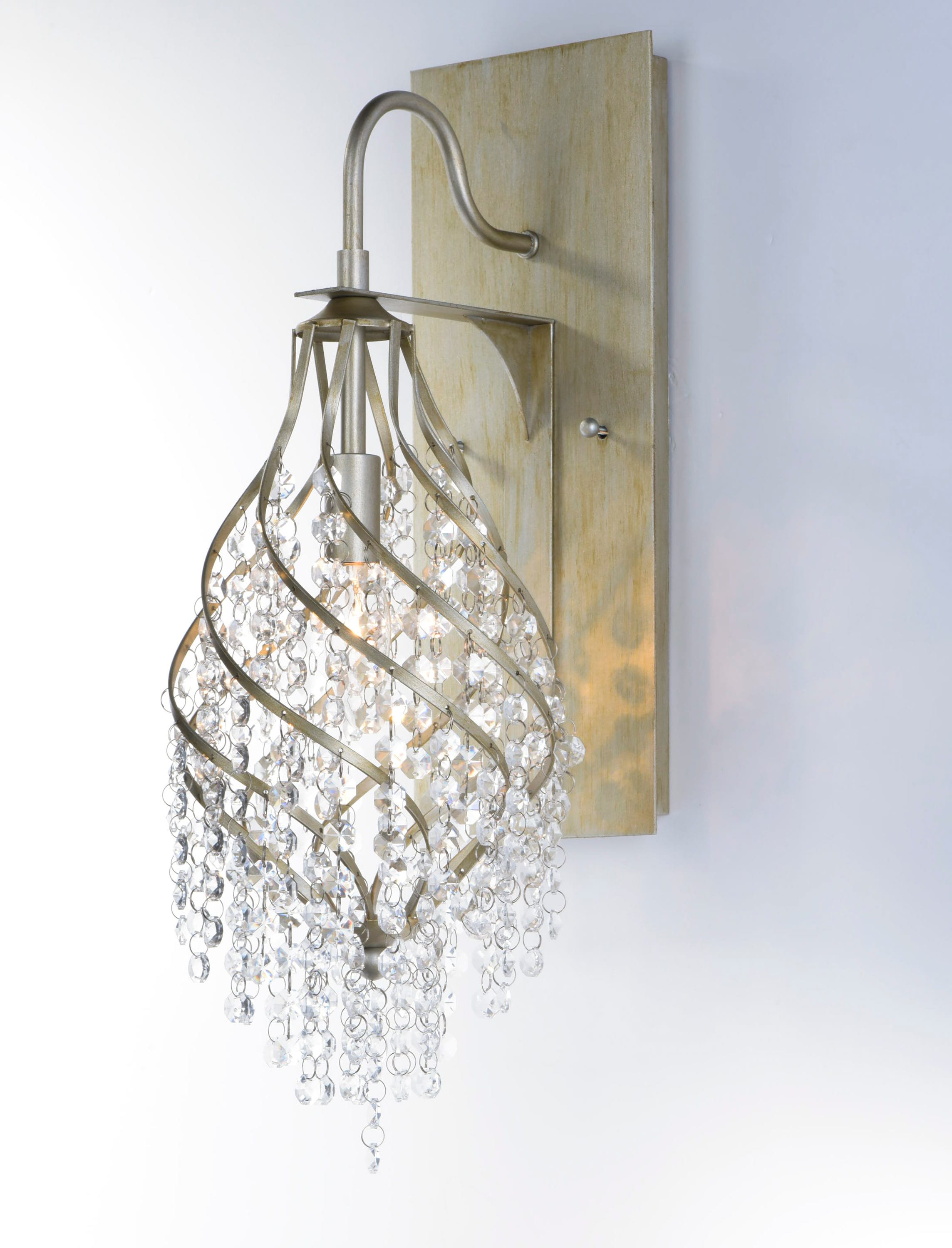 Golden Silver Crystal Beaded Wall Sconce with Steel Frame
