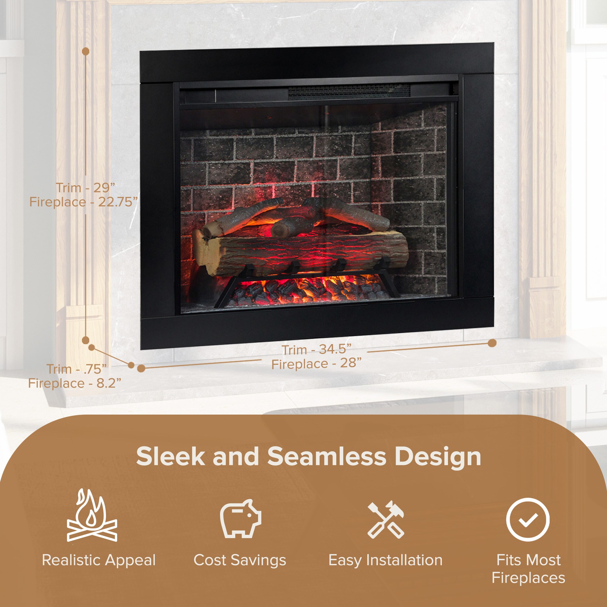 Modern Ember EF-TL-28 & TRIM-28 Electric-Fireplace-Fireboxes - View #5