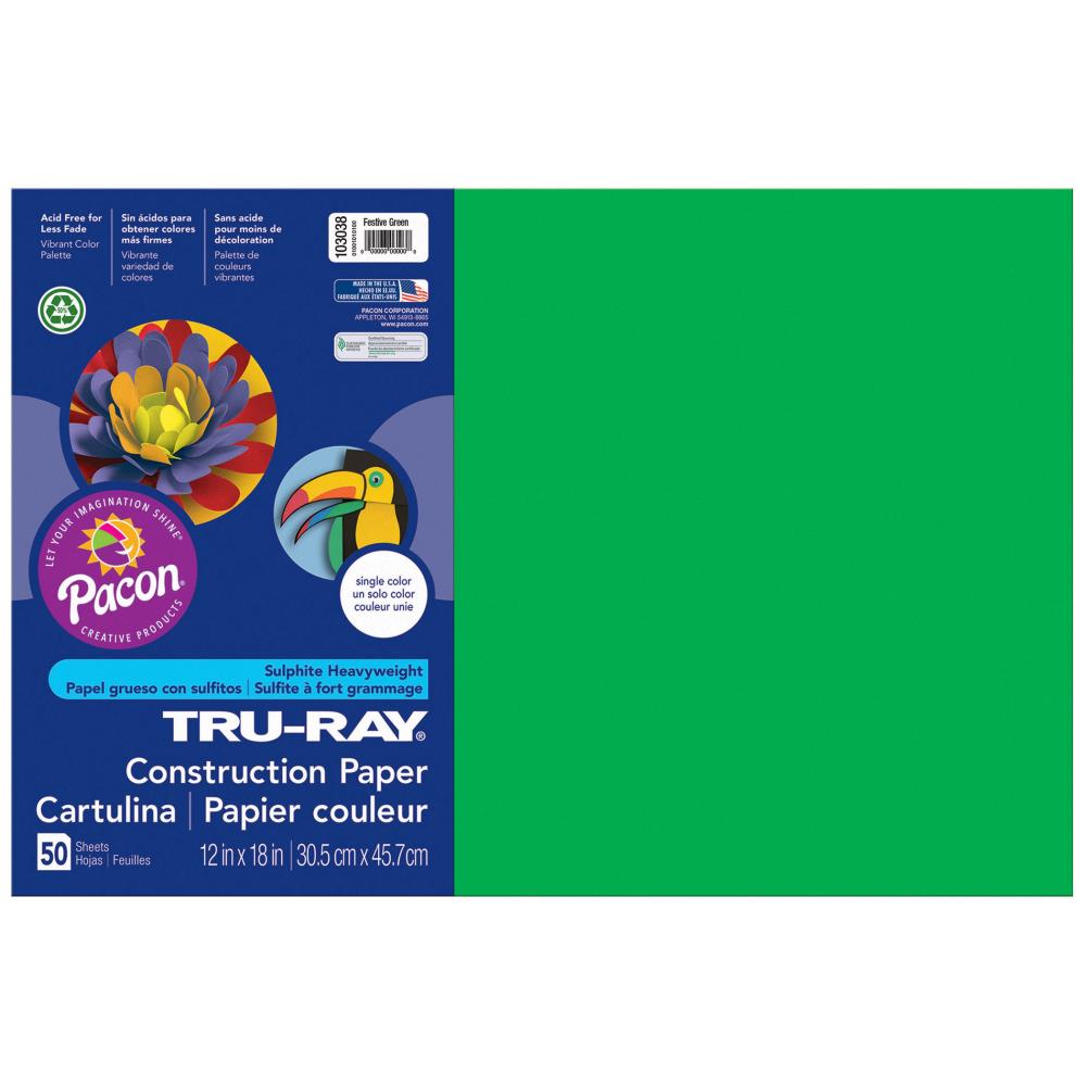 Tru-ray+Sulphite+Construction+Paper+9+X+12+Inches+Festive+Green+50+Sheets  for sale online