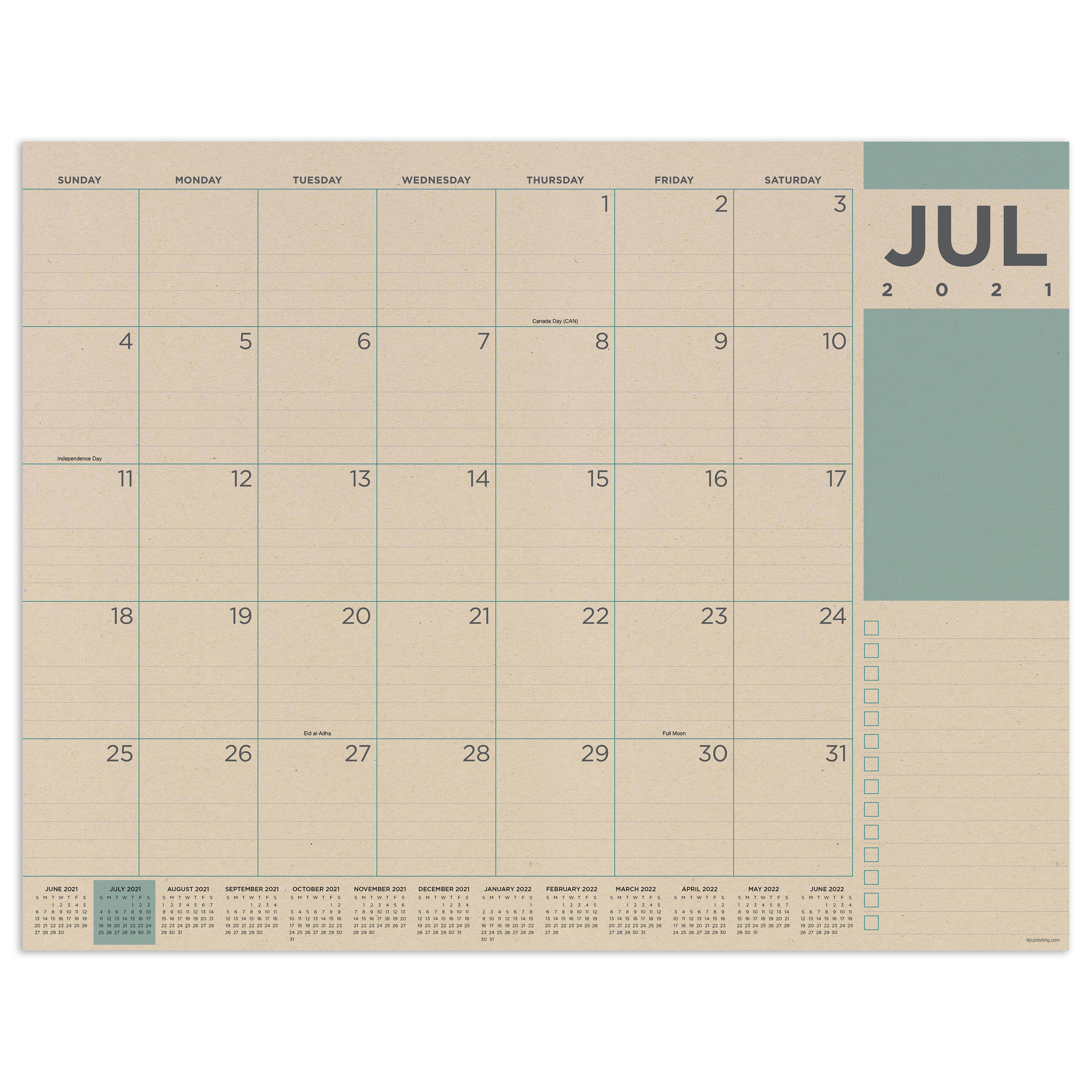 TF Publishing Academic Year July 2021 - June 2022 Kraft Large Desk Pad ...