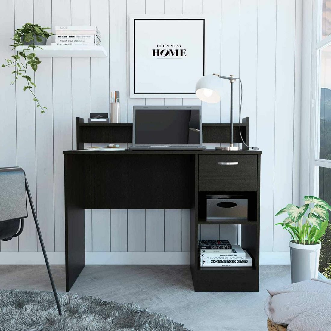 Brookside Delle Industrial 40-in Gray Classic Computer Desk in the Desks  department at