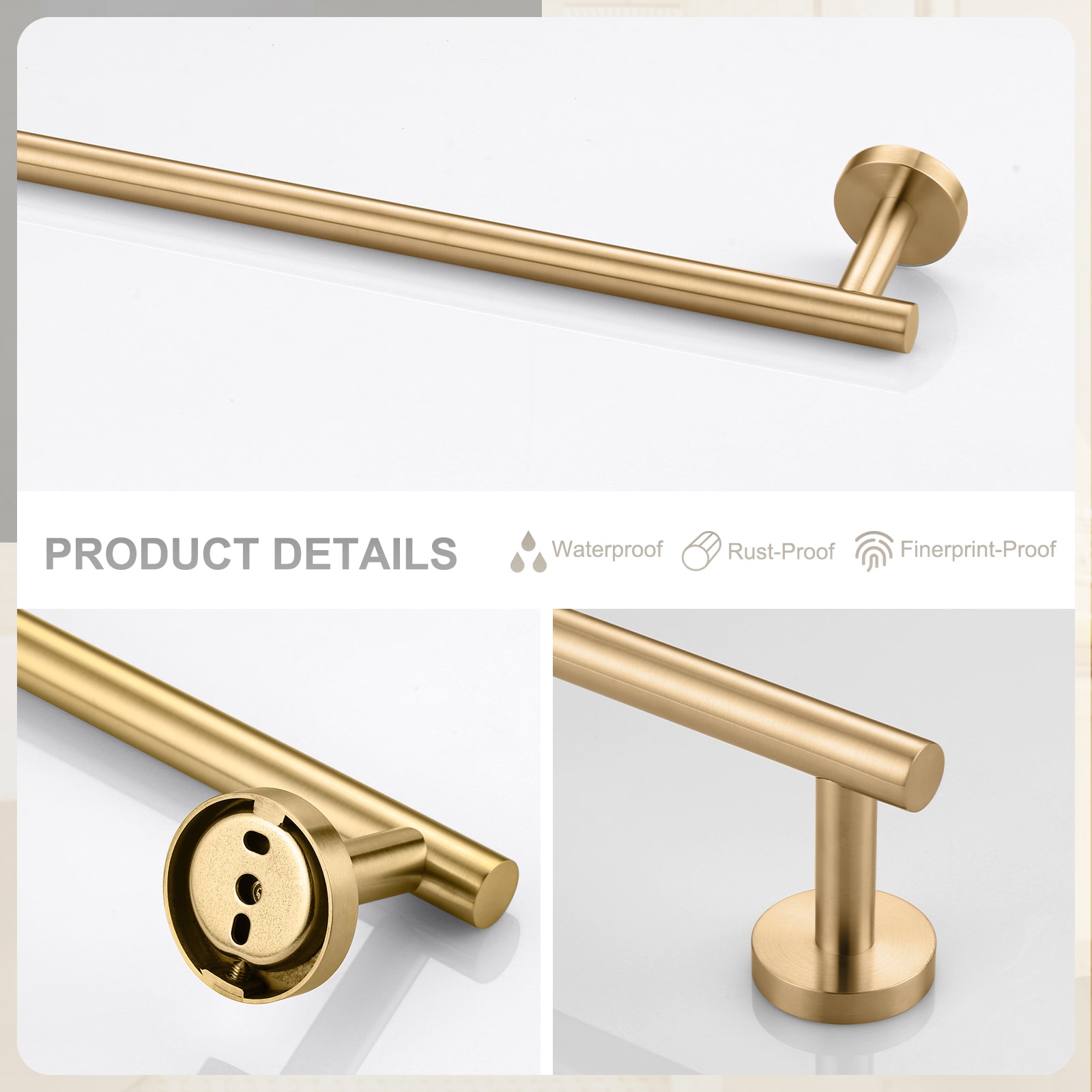 WOWOW 24-in Gold Wall Mount Single Towel Bar in the Towel Bars department  at