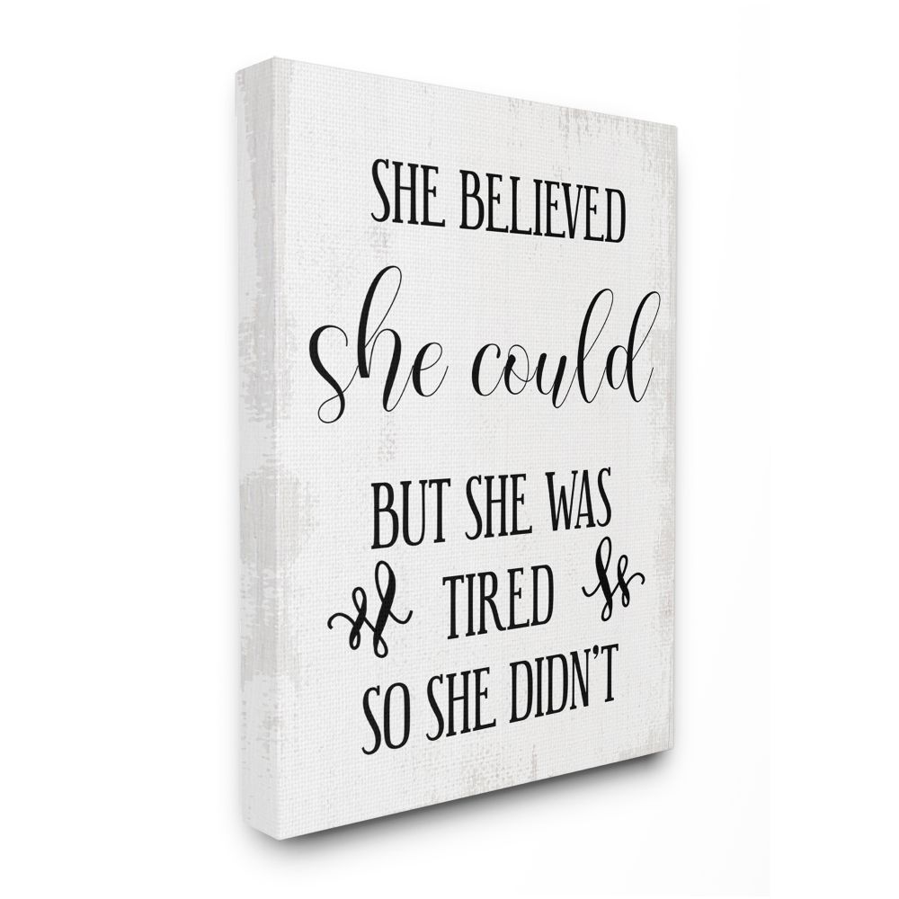 Stupell Industries AB-817-CN-24X30 She Could But Was Tired Phrase Female Positivity Humor Daphne Polselli Gallery Wrapped Canvas 30-in H x 24-in W Inspirational Canvas Print