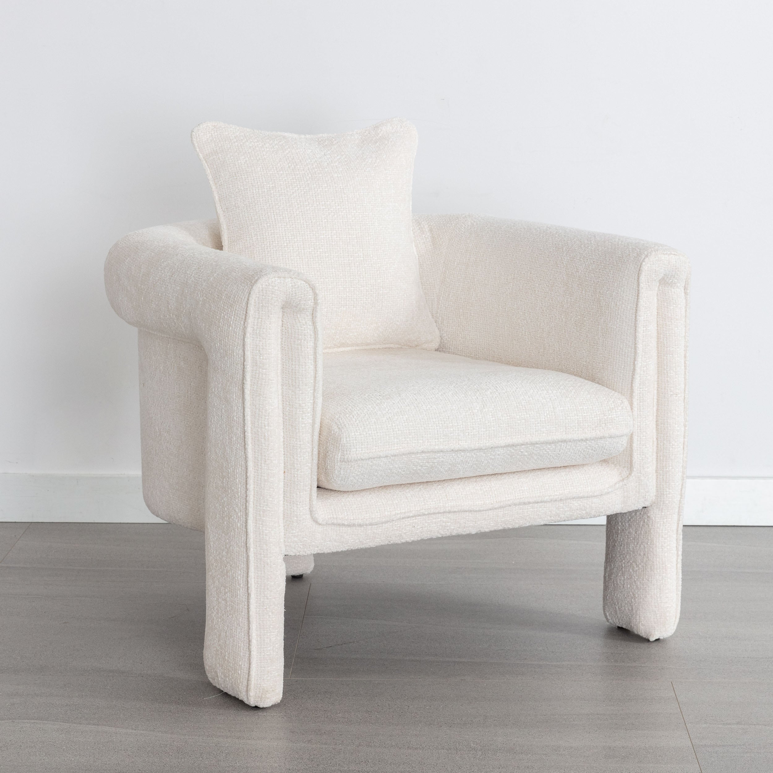 ModernLuxe L-WF315696AAA Modern Ivory Accent Chair