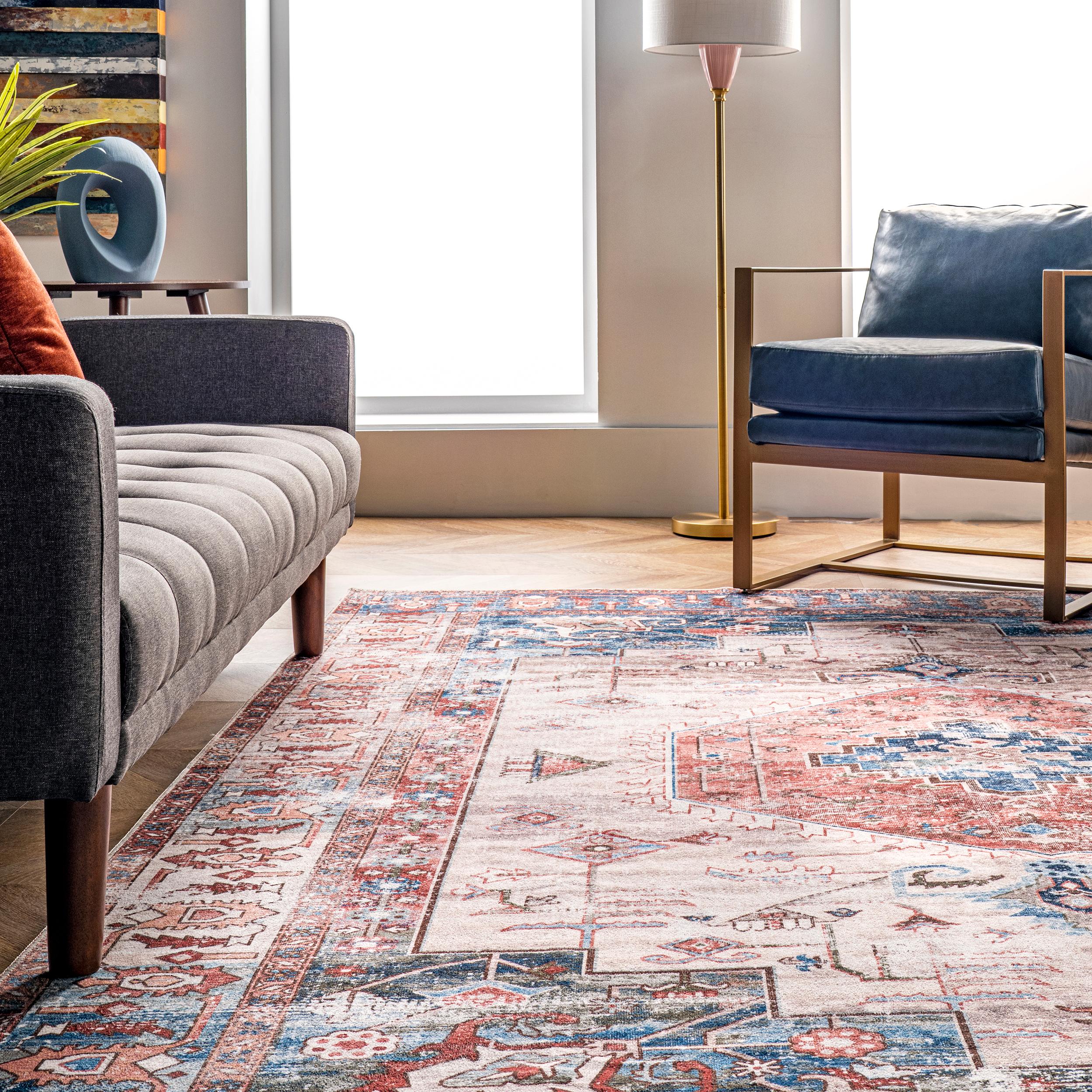 Eliza Multi-Color Traditional Medallion Washable Area Rug