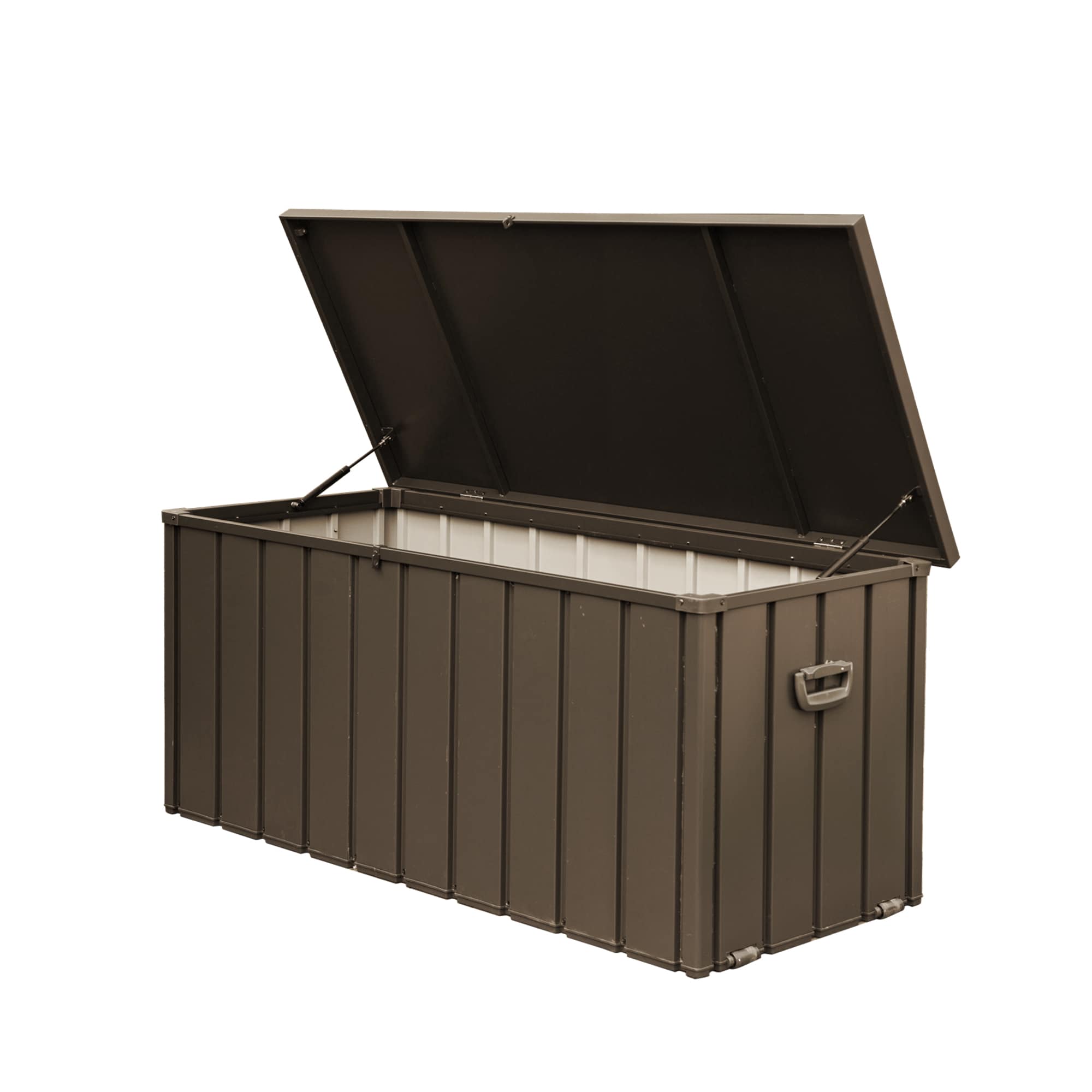 JIMSMAISON BOCPSDB03-10DBRO 49.41-in L x 24.69-in 100-Gallon Dark Brown Metal Deck Box
