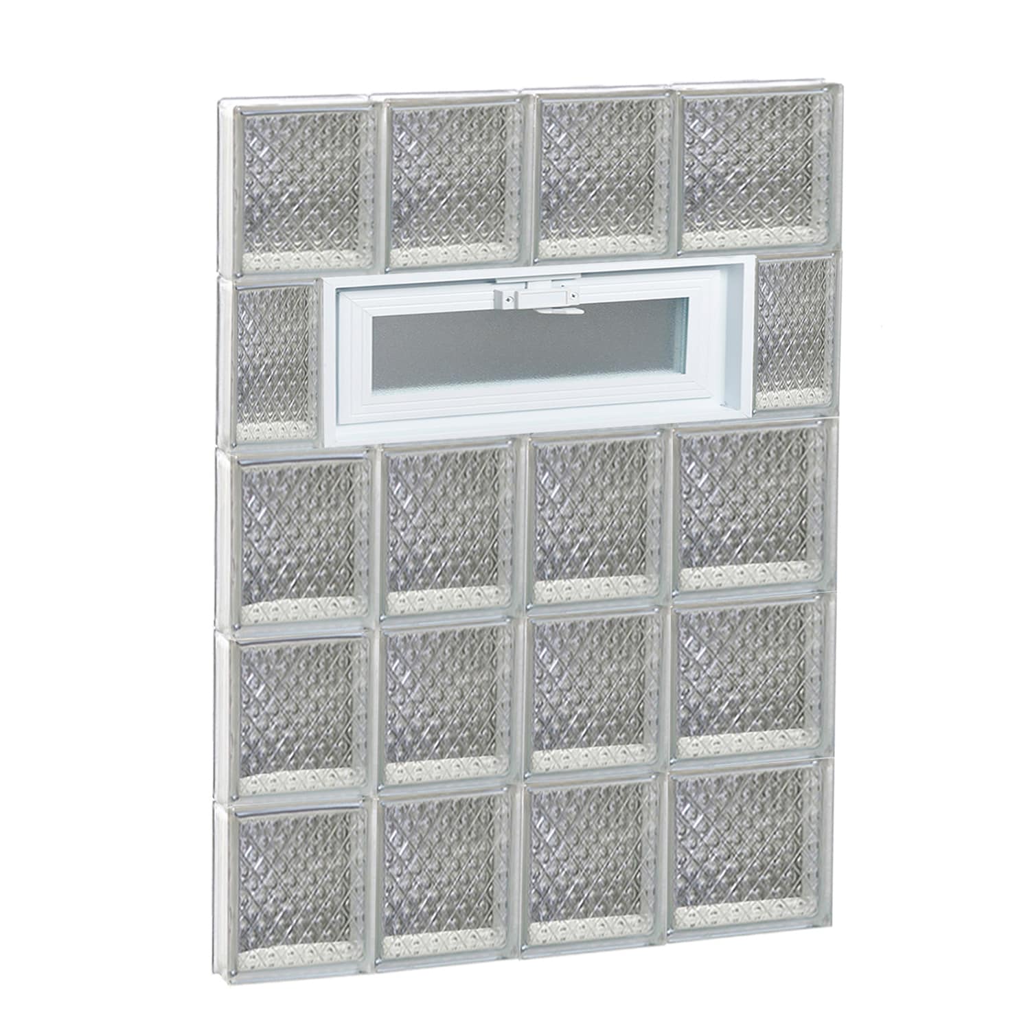 REDI2SET V2640DP Diamond Glass 25-in x 38-3/4-in Frameless Replacement Vented Glass Block Window