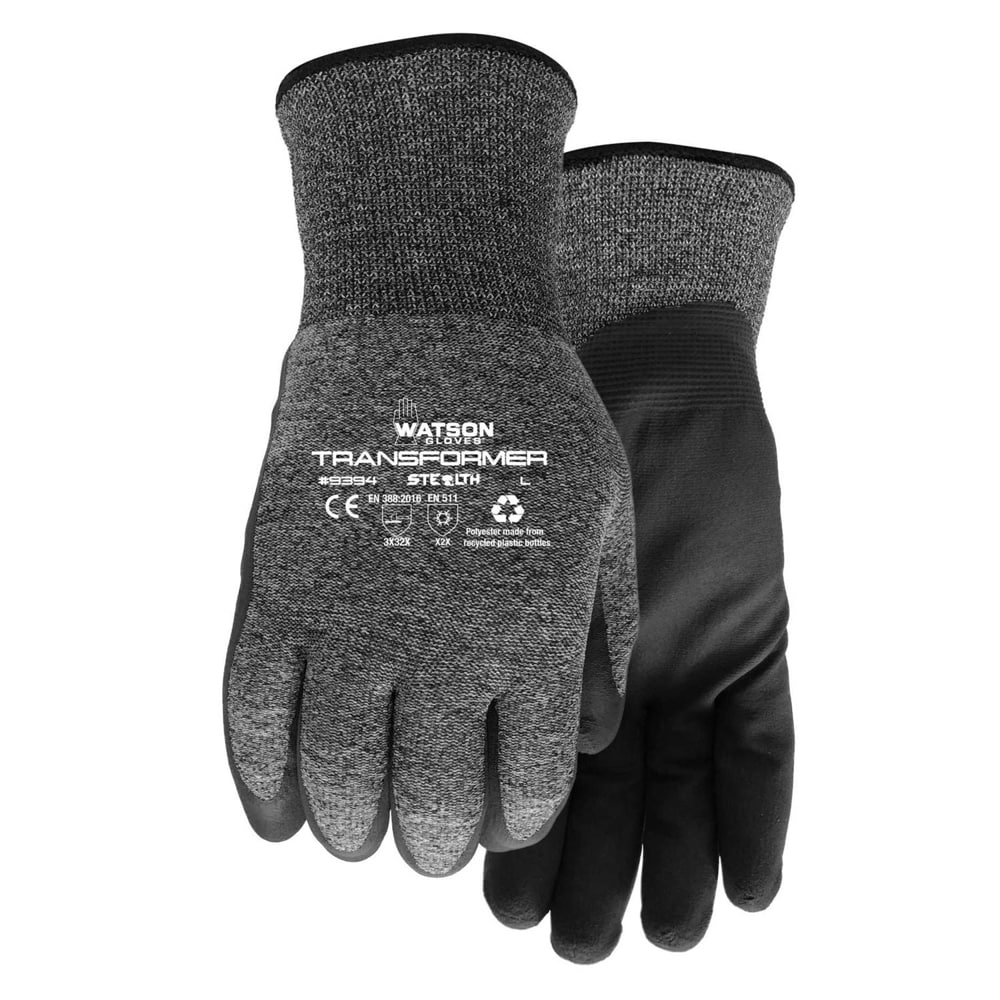 Watson Gloves 9394-L L Polyester Stealth Transformer Black Cold Weather Gloves