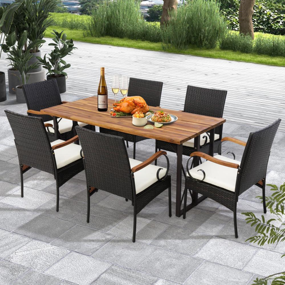 BABOOM Patio Dining Chairs Set of 4 Wicker Mix Brown Metal Frame ...