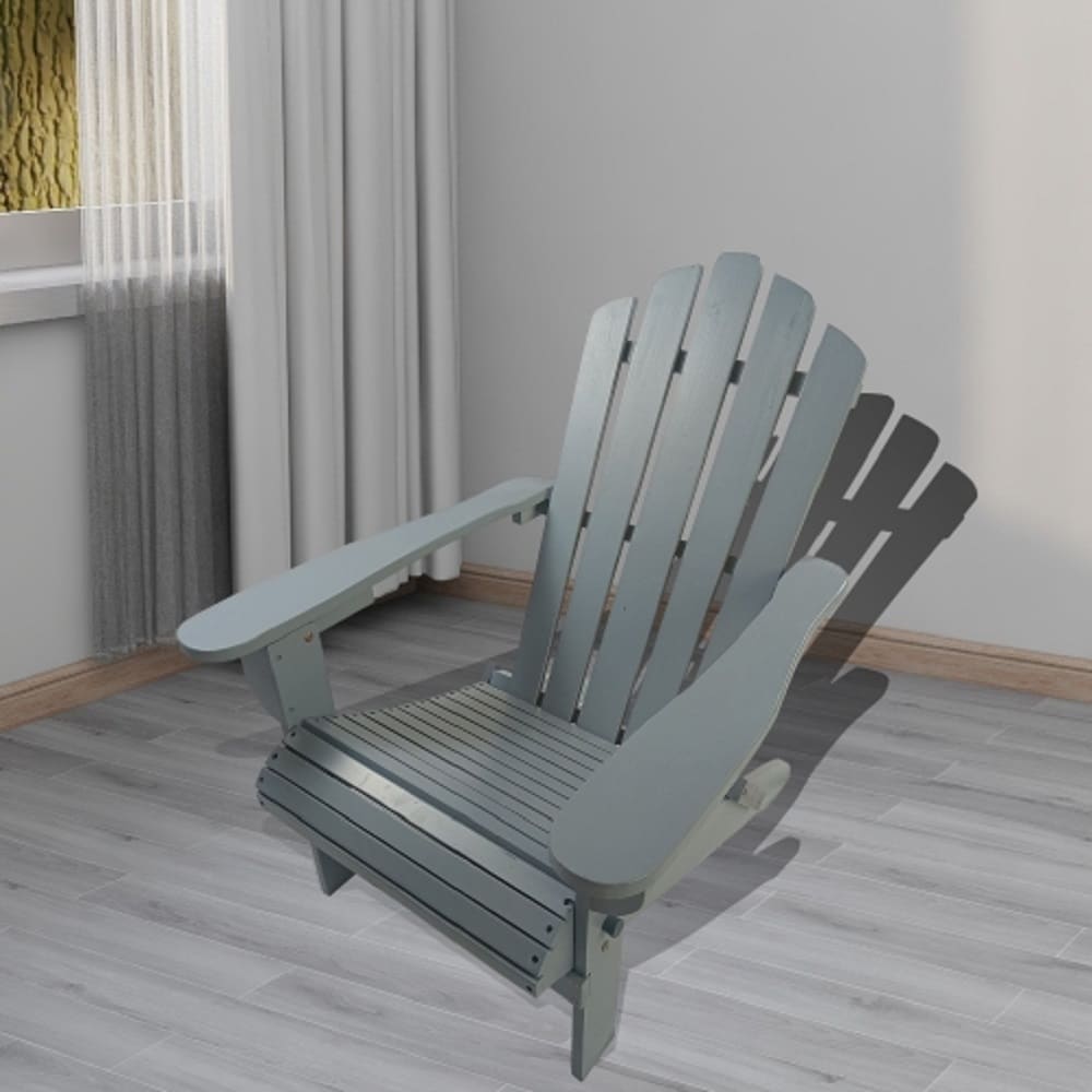 ZAKLOOP WU49591472 Wood Adirondack chair Stackable Grey Stationary Adirondack Chair with Gray Slat Seat