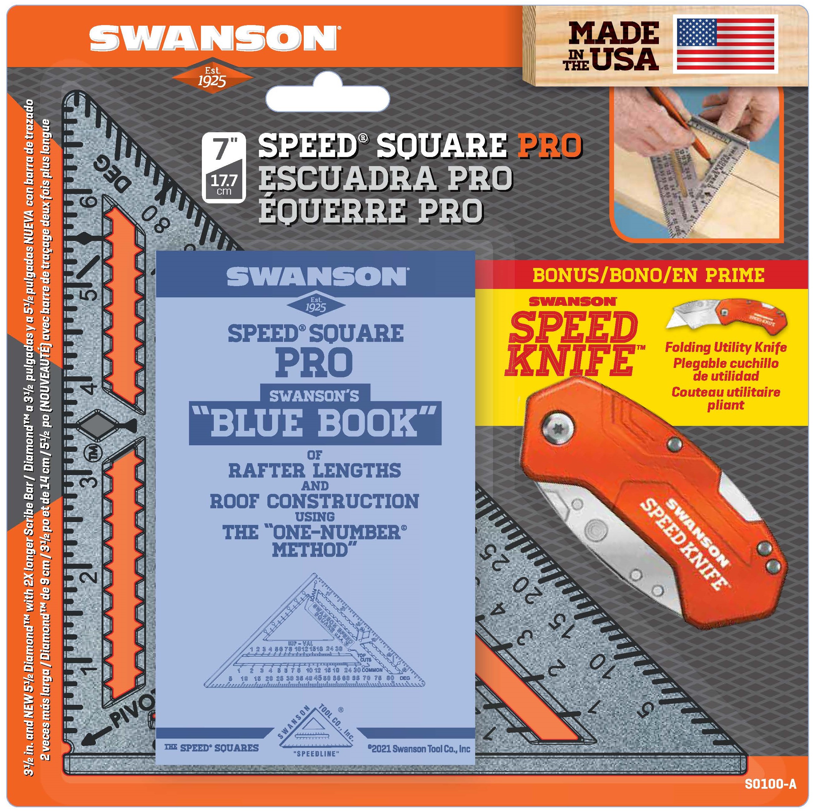 Swanson Tool Company Pro Speed Square and Speed Knife w/Blue Book