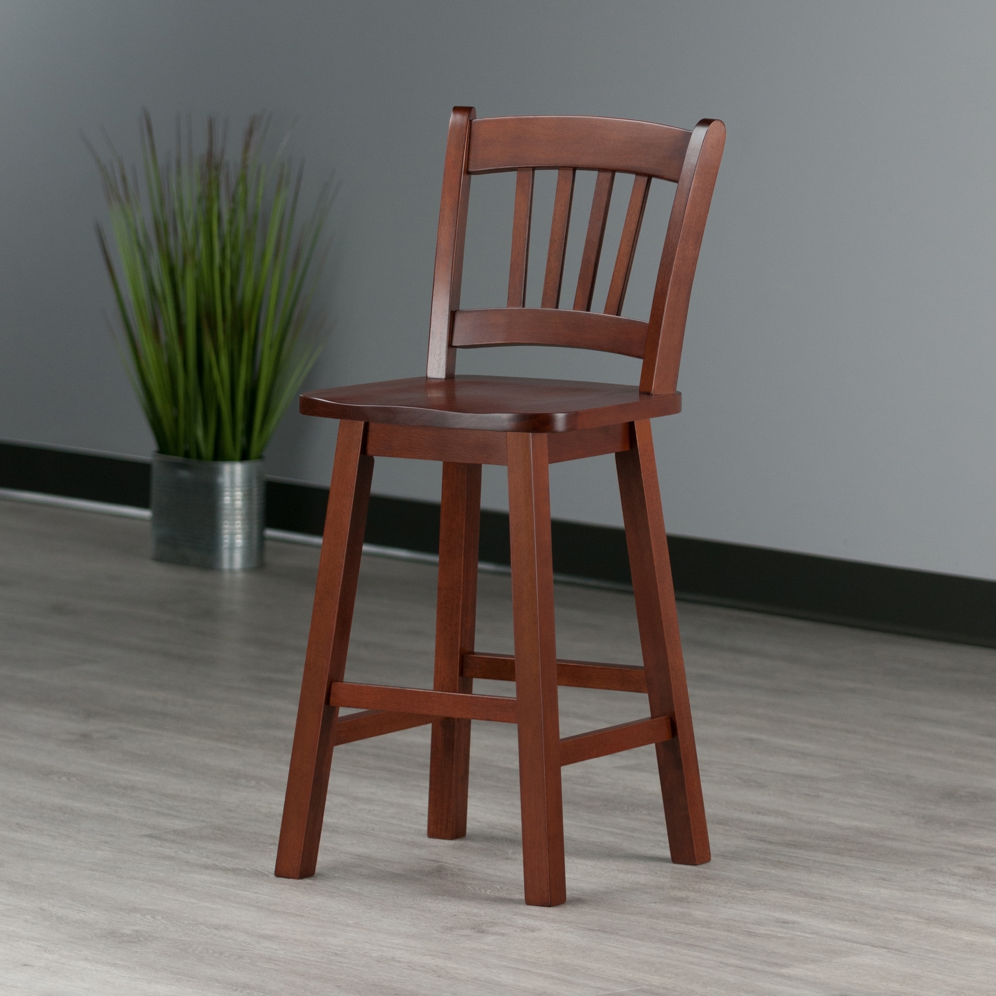 Walnut Solid Wood Swivel Seat Counter Stool, 24-Inch
