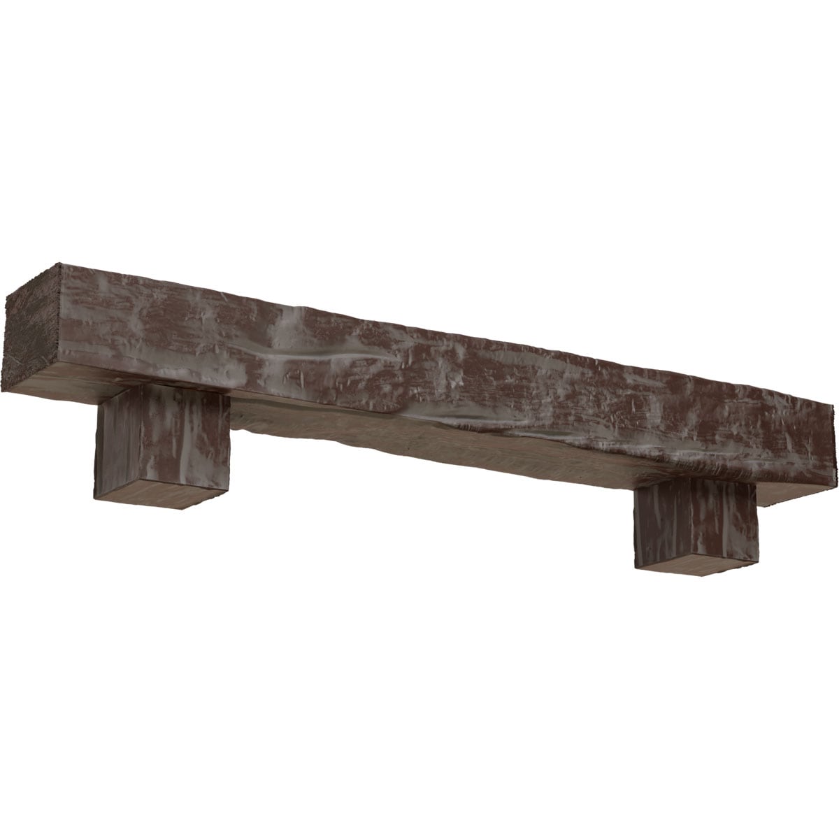 Ekena Millwork MANURW06X06X72AOAE 72-in W x 6-in H x 6-in D Pecan (Aged) Hollow Urethane Rustic Fireplace Mantel