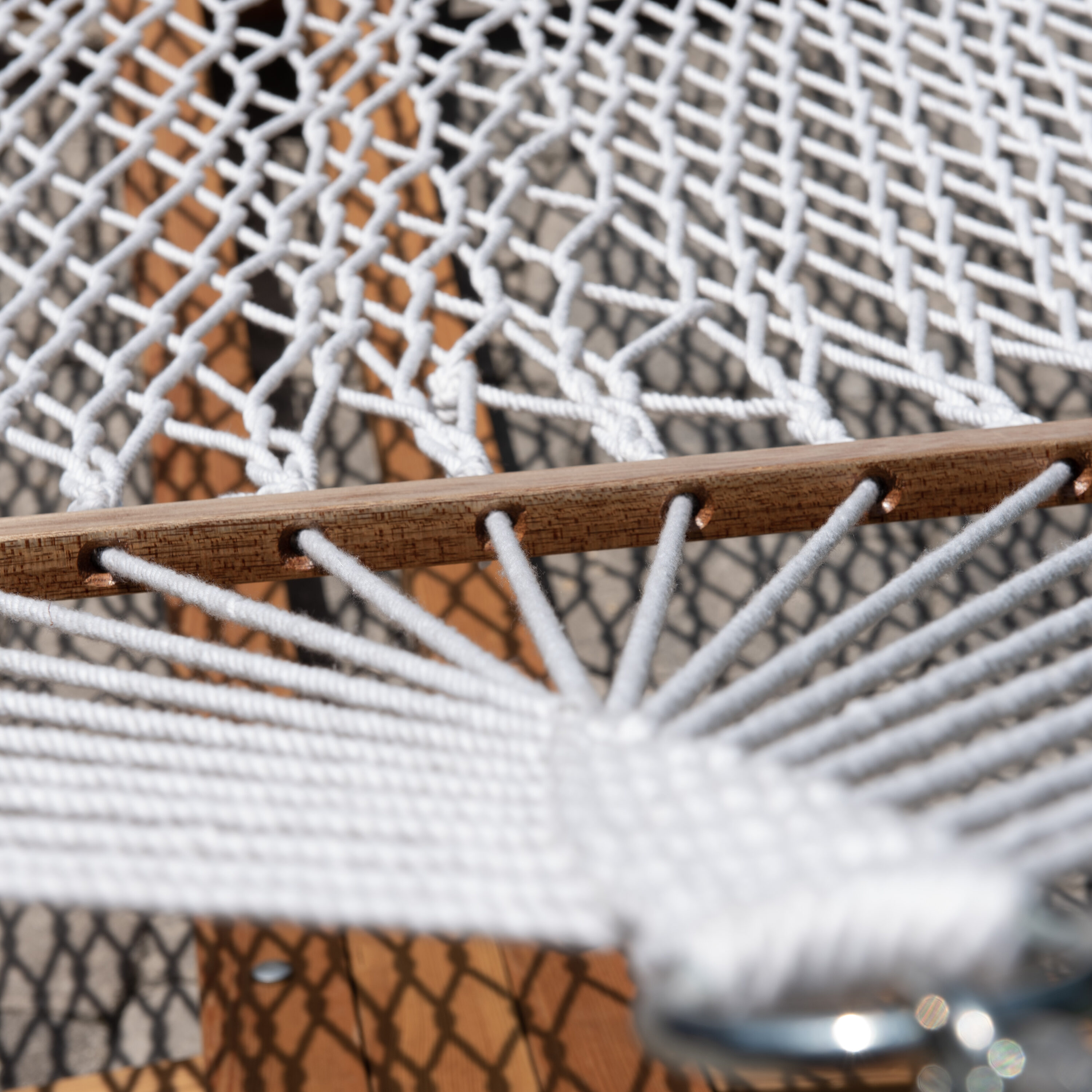 White Polyester Rope Double Hammock with Spreader Bars