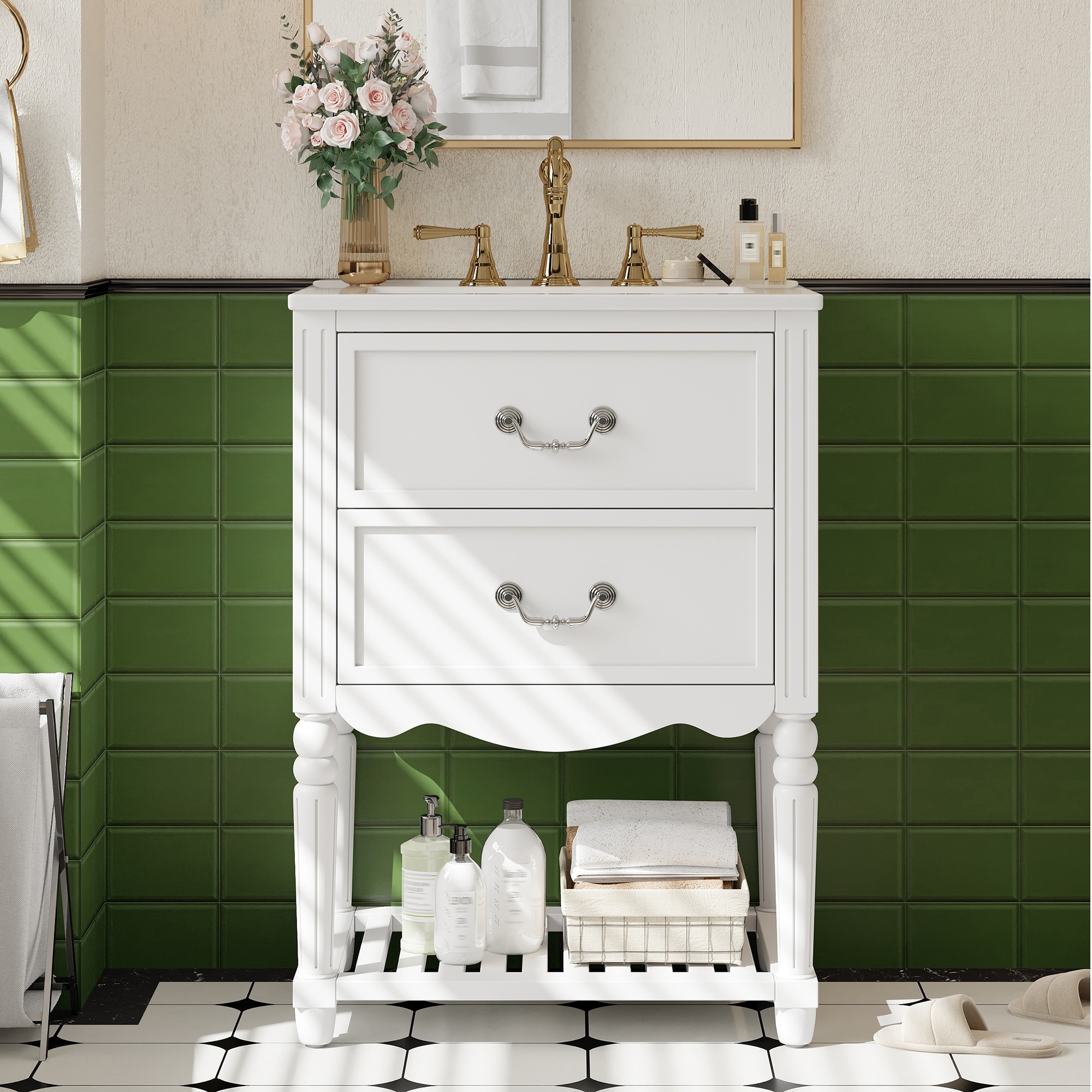 GDFStudio Bellefleur 24 in. Vintange Elegant Wave Design