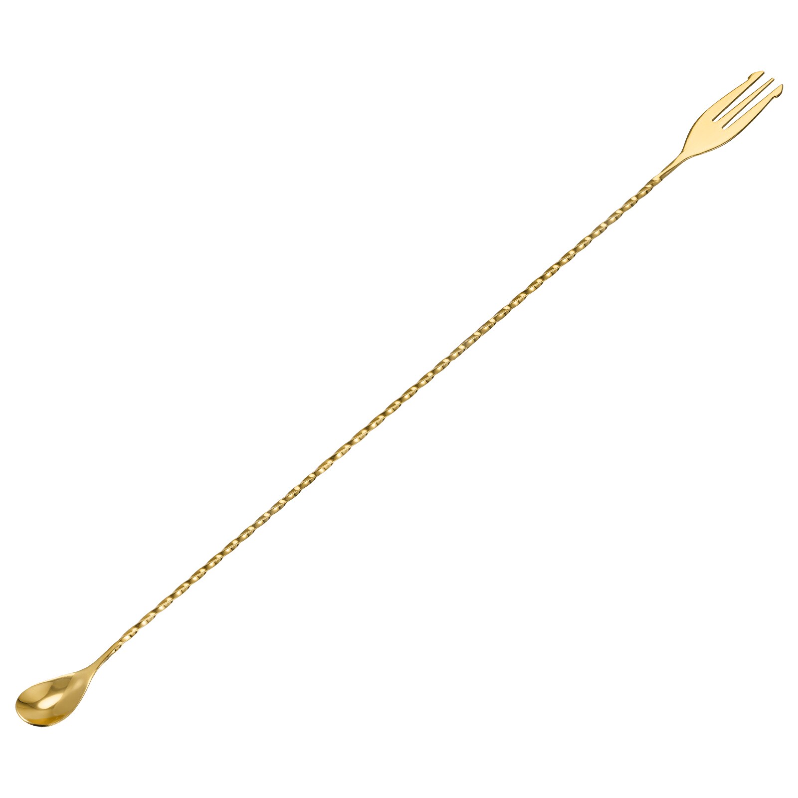 Unique Bargains Bar Mixing Spoon Stainless Steel Cocktail Spoon 16 Inch with Long Handle Spiral Pattern for Bartender or Home Use - Gold