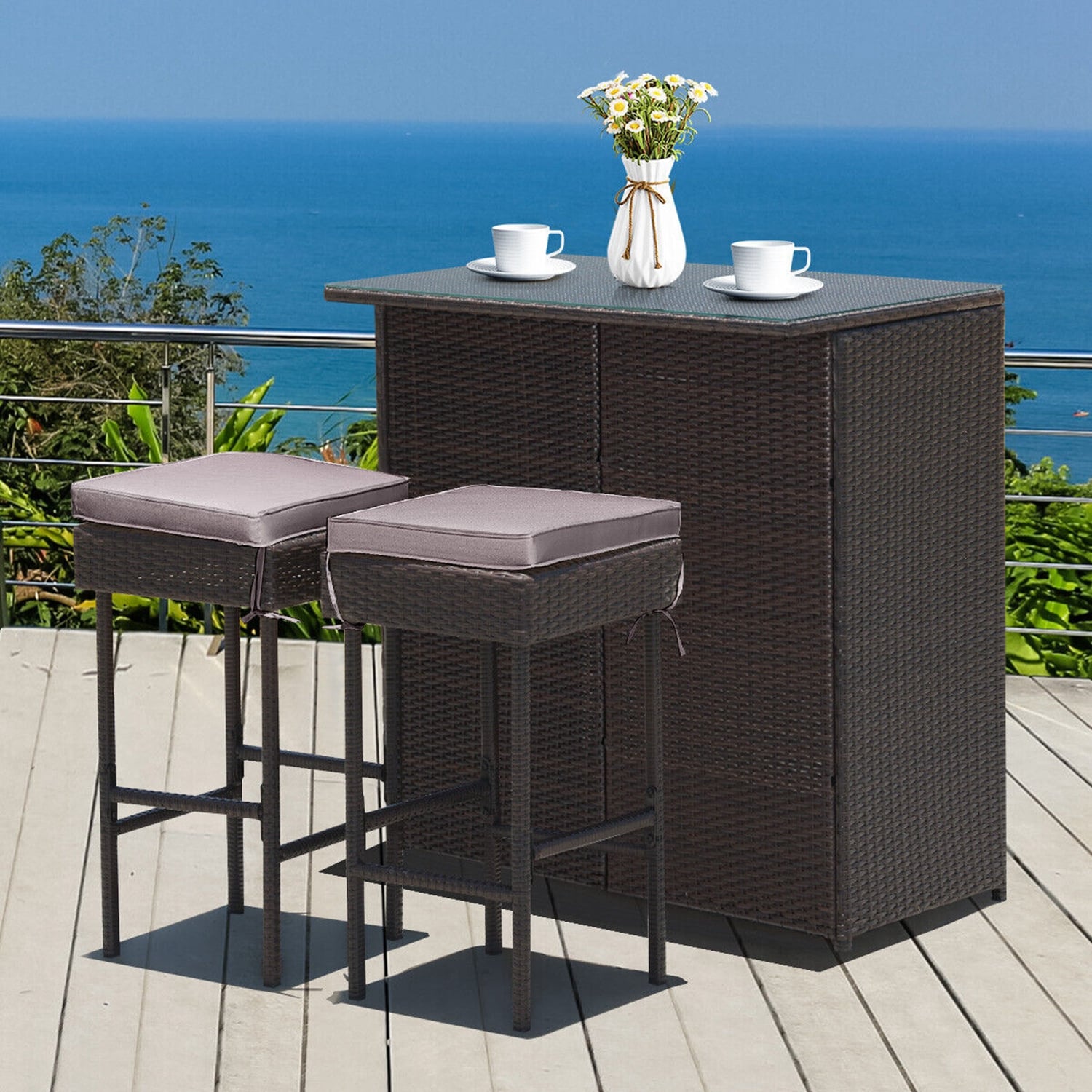 Outdoor rattan bar discount set