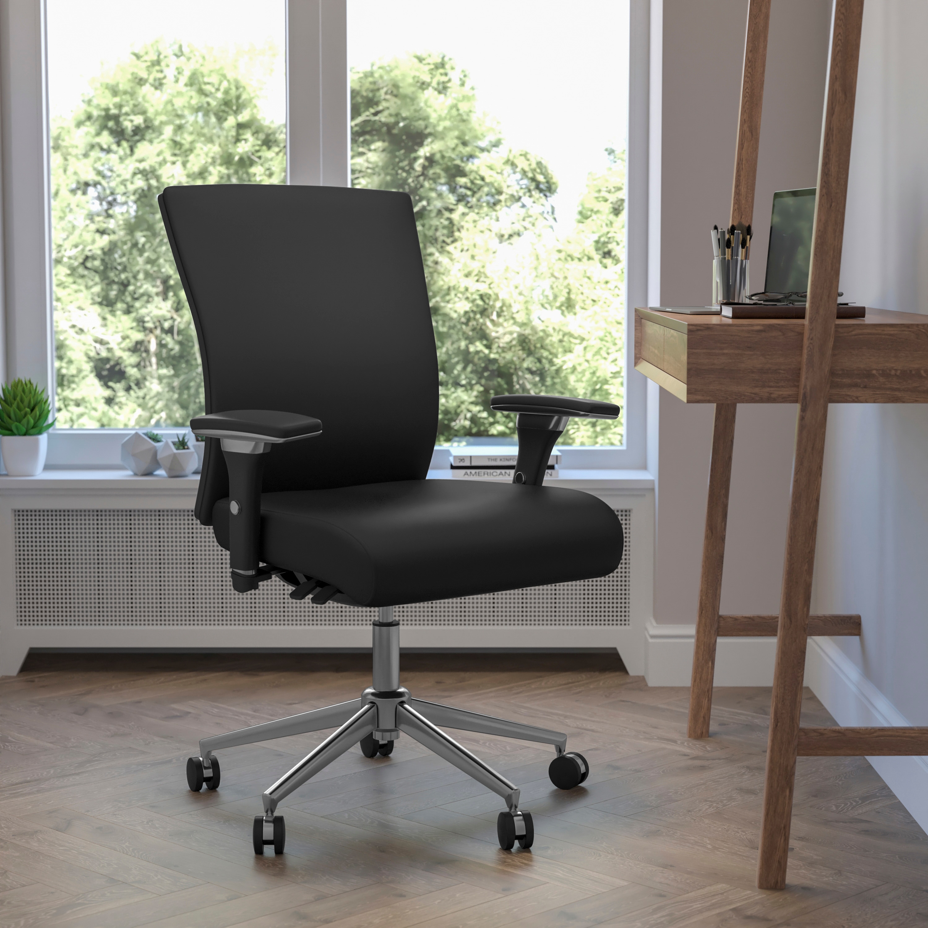ErgoFlex Mid-Back Executive Black LeatherSoft Adjustable Swivel Chair