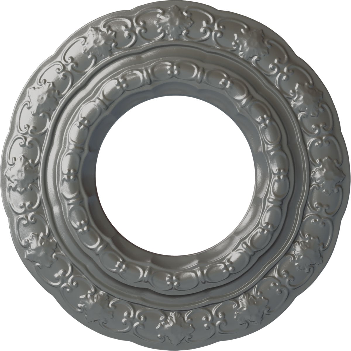 Ekena Millwork CM15LISLS Lisbon 15.375-in W x 15.375-in L Painted Silver Polyurethane Whole Ceiling Medallion