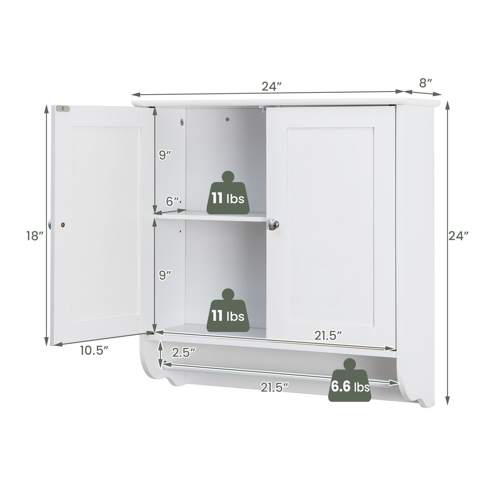 WELLFOR UTG10435WH Bathroom-Wall-Cabinets - View #9