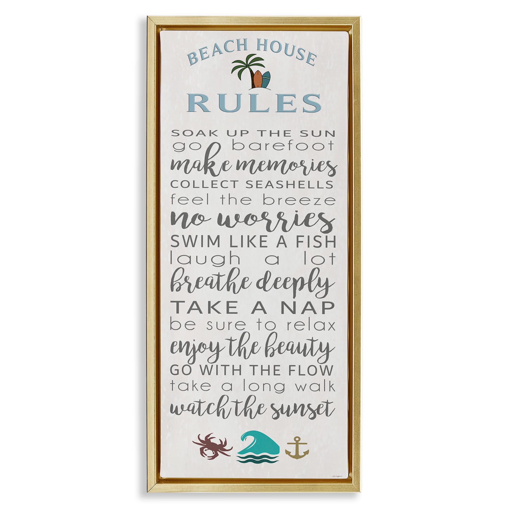 Stupell Industries BT-560-FFG-13X30 Fun Activities Beach House Rules Floating Frame design by Seven Trees Design