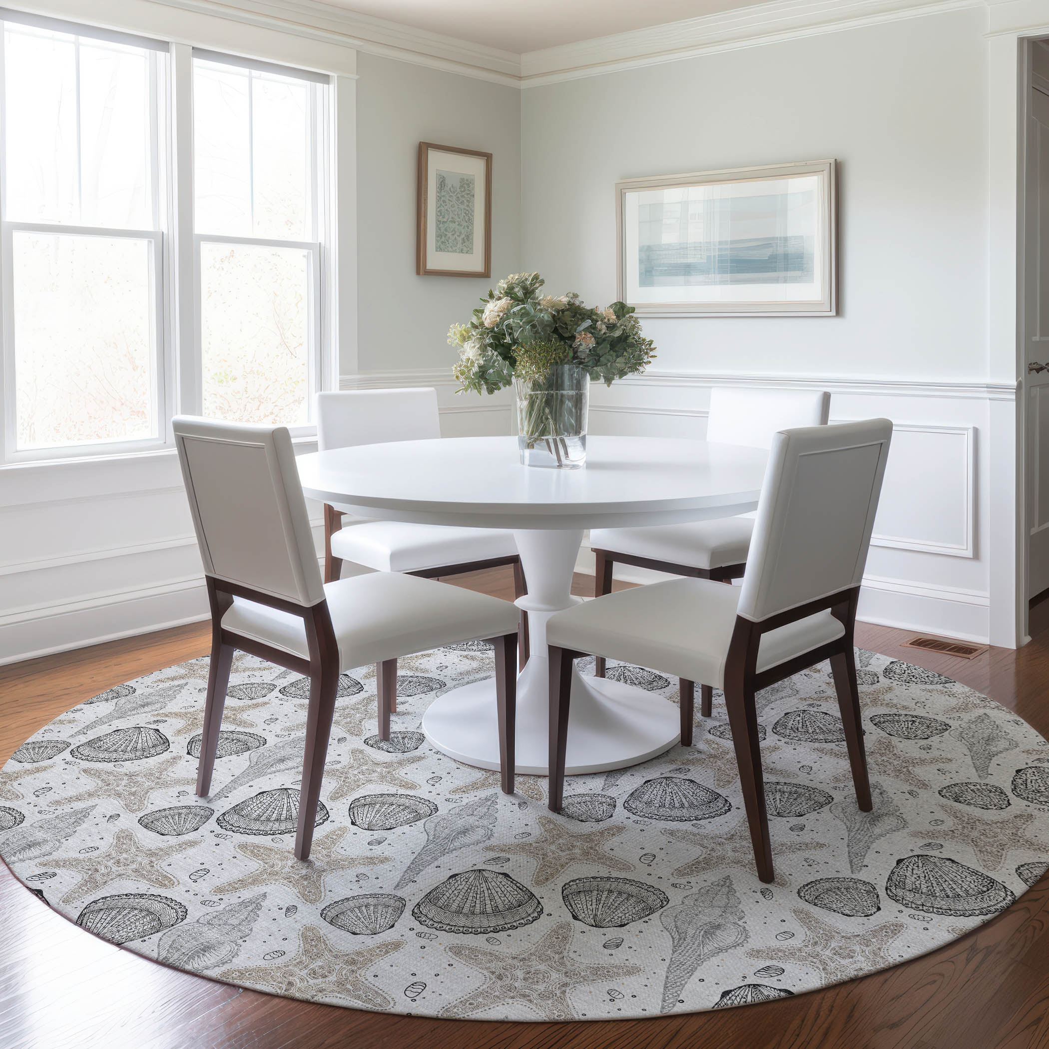 Addison Rugs AMF183FG8RO Mayfield AMF183FG 8 x 8 (ft) Loomed Polyester Fog Round Indoor Geometric Machine washable Area rug
