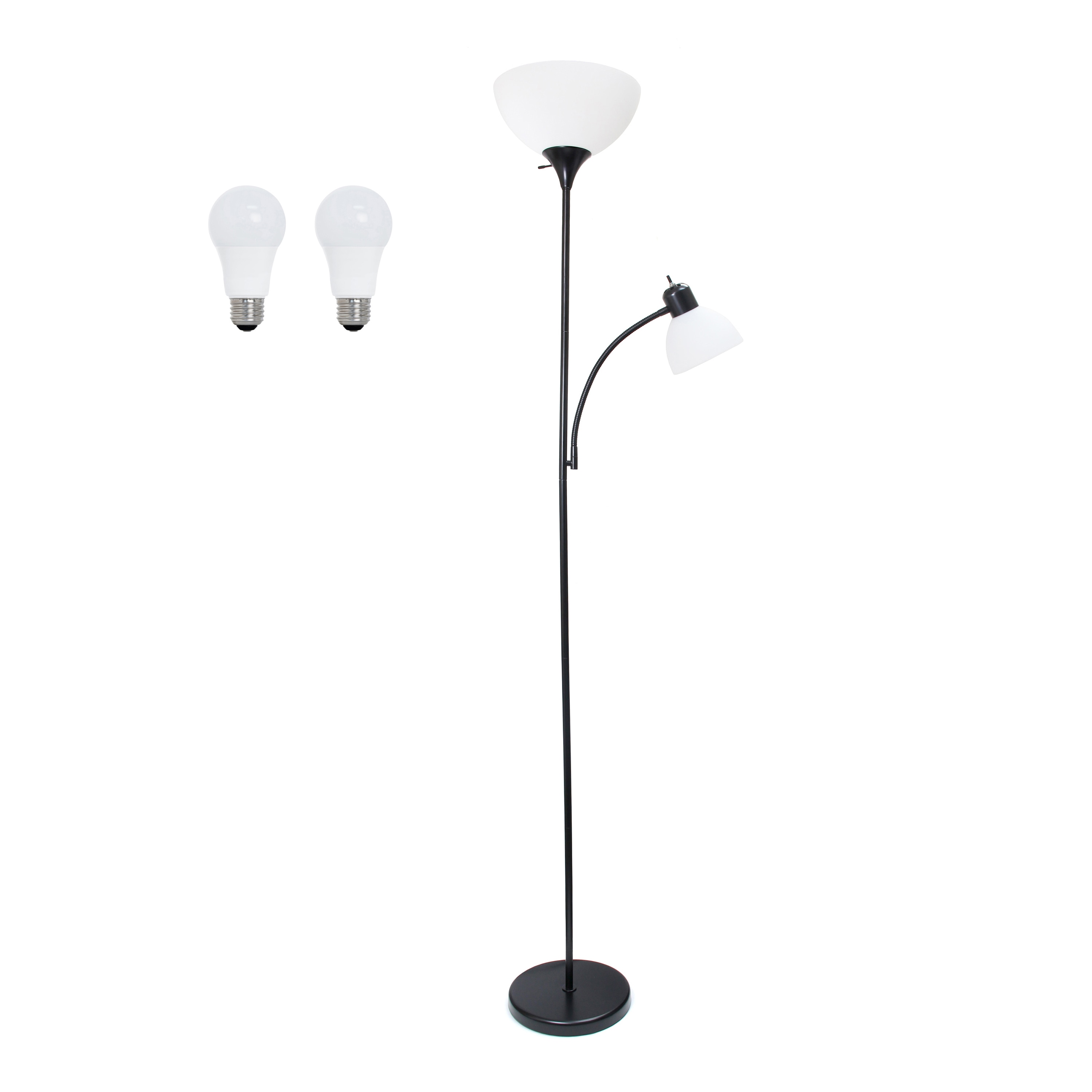 Creekwood Home CWF-3000-BK-LB Essentix 71.5-in Black Torchiere Floor Lamp with Plastic Shade