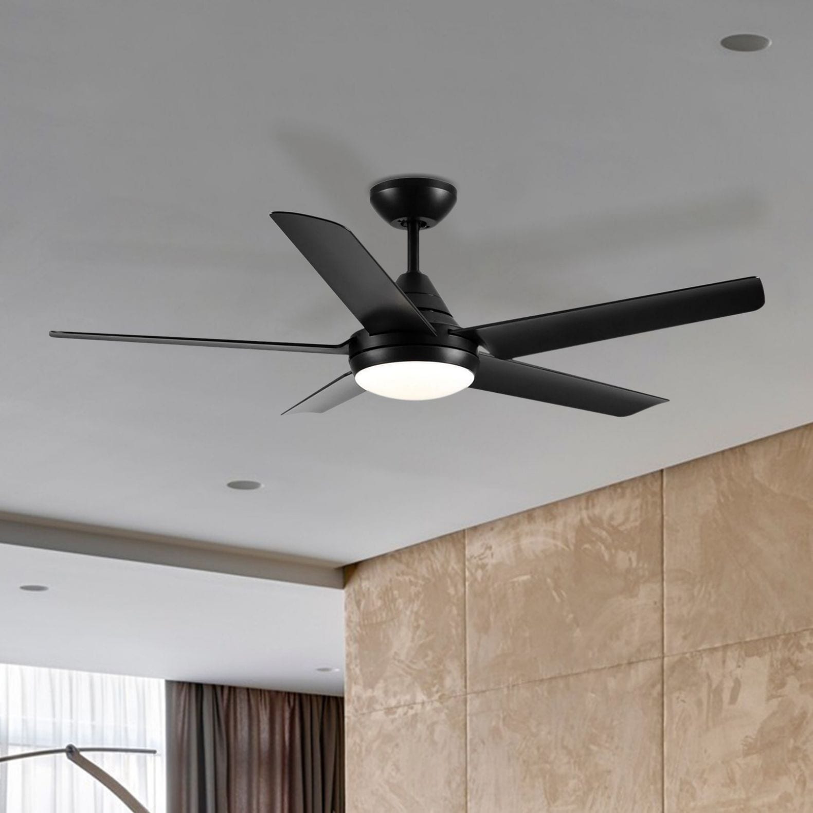 WELLFOR Dimmable Multi LED Ceiling Fan 48-in Black Color-changing ...