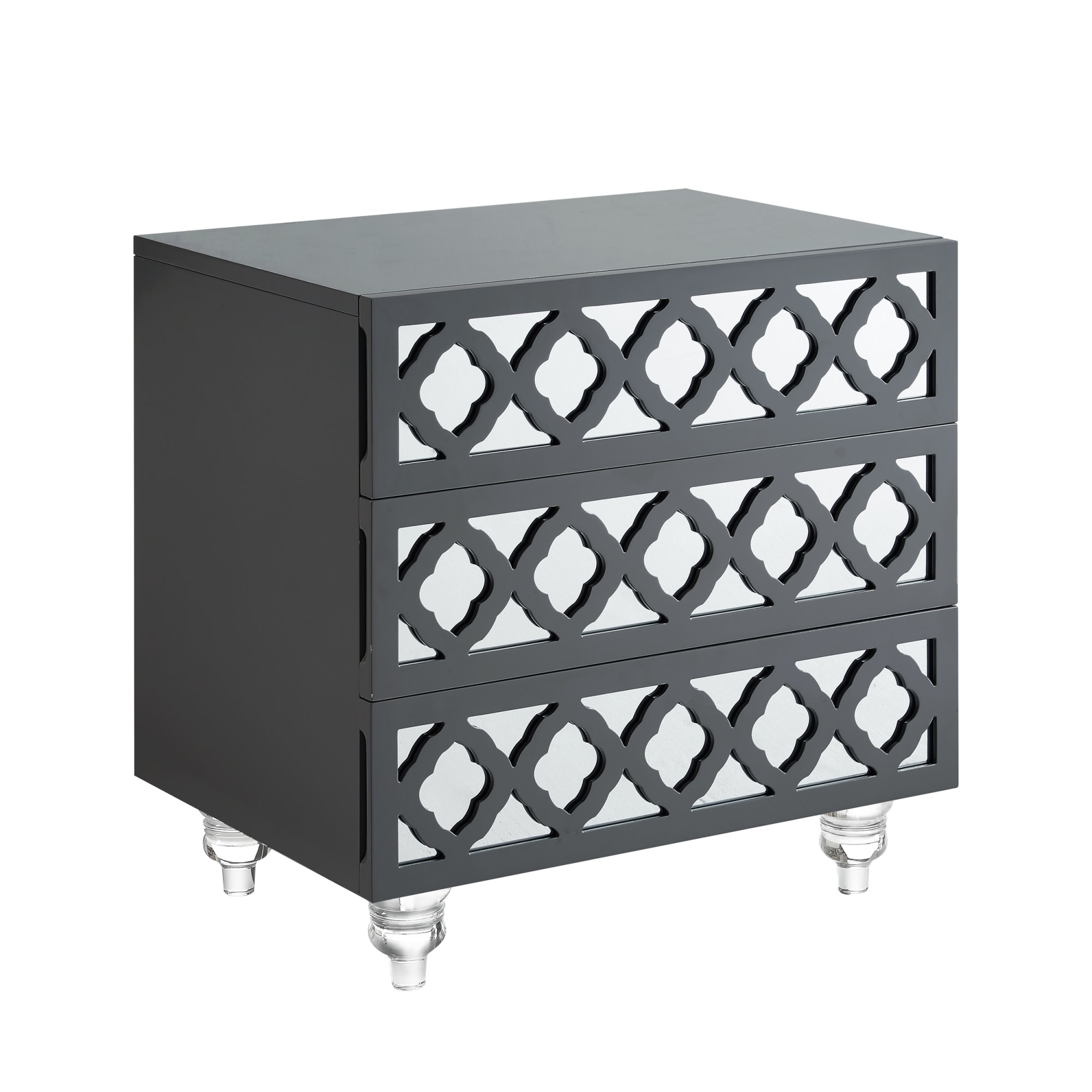 Inspired Home ST17-09DG-LS Francesca 18-in W x 24-in H Dark Grey Wood veneer Rectangular Modern End Table with Storage Assembly Required