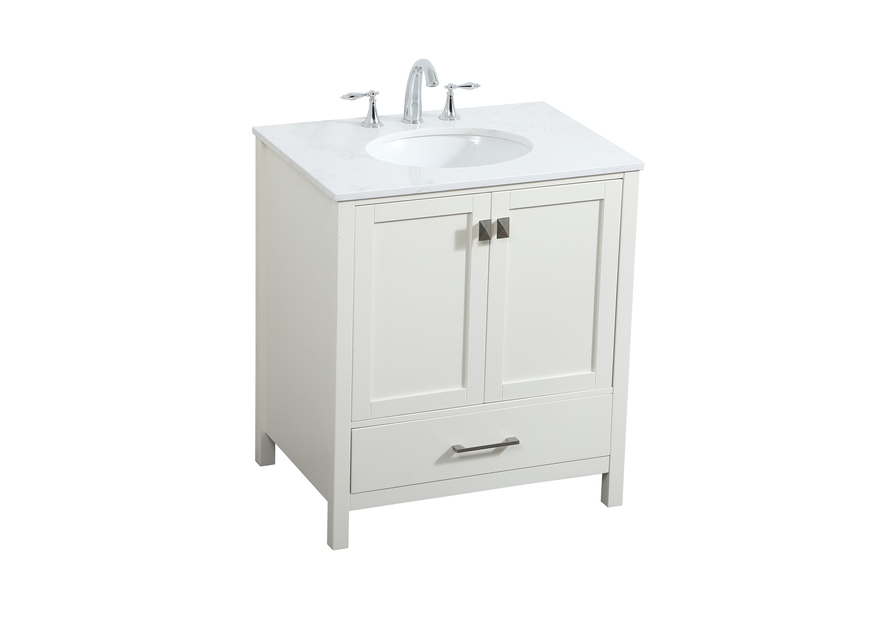 Irene 30" White MDF Single Bathroom Vanity with Quartz Top