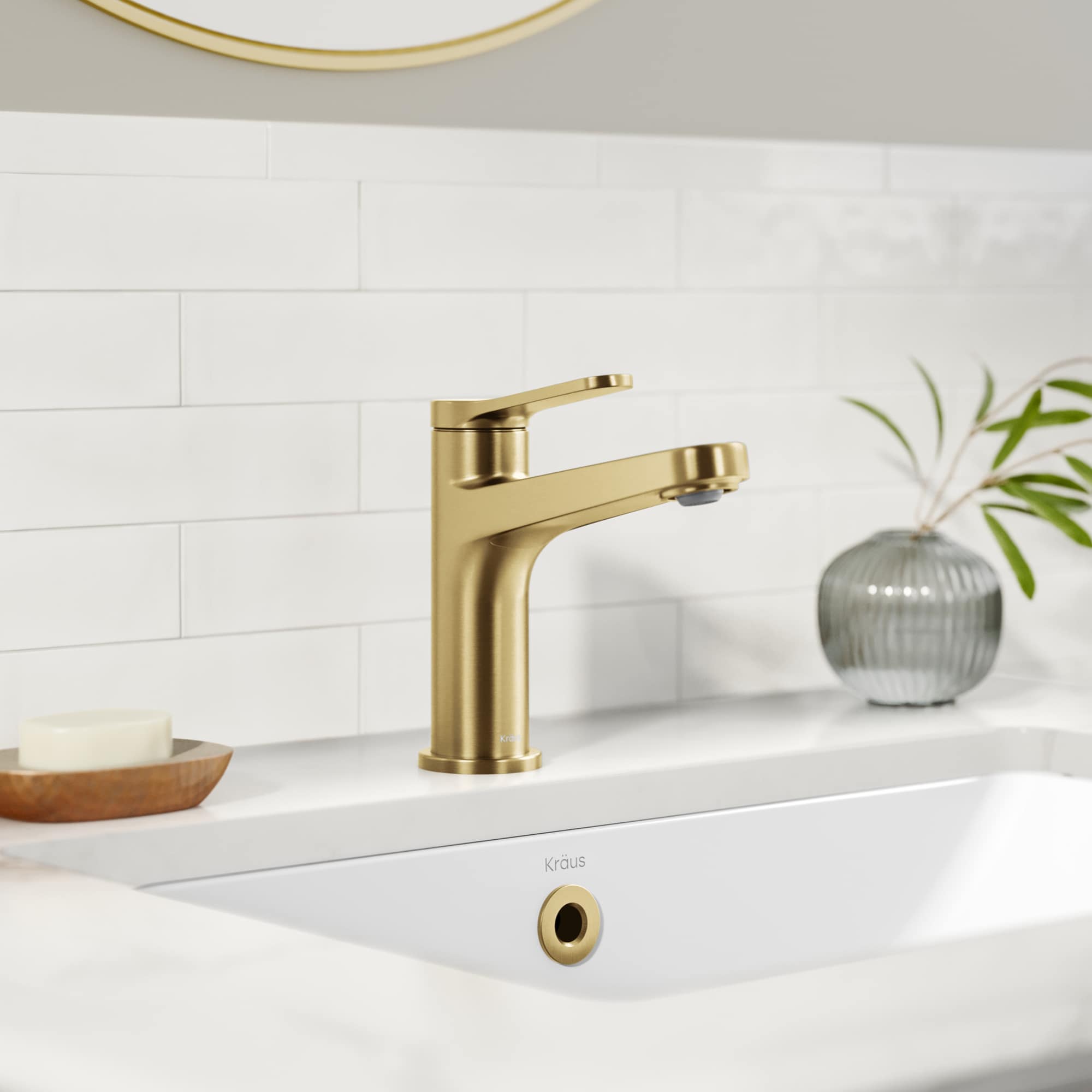 Indy Spot-Free Brushed Brass Single Handle Bathroom Faucet