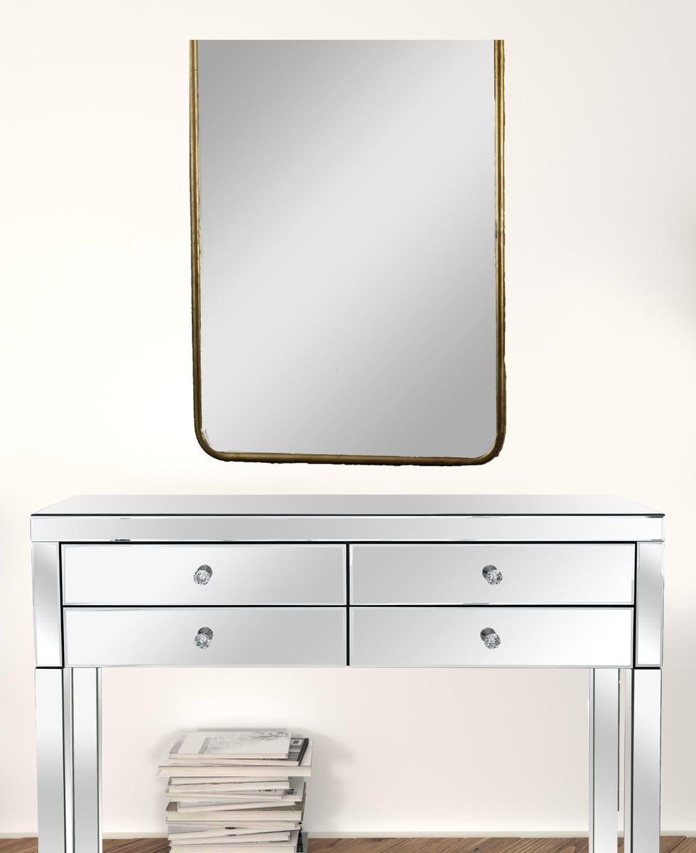 Homeroots Modern Contemporary Gold Framed Wall Mirror - 20-in X 30-in 