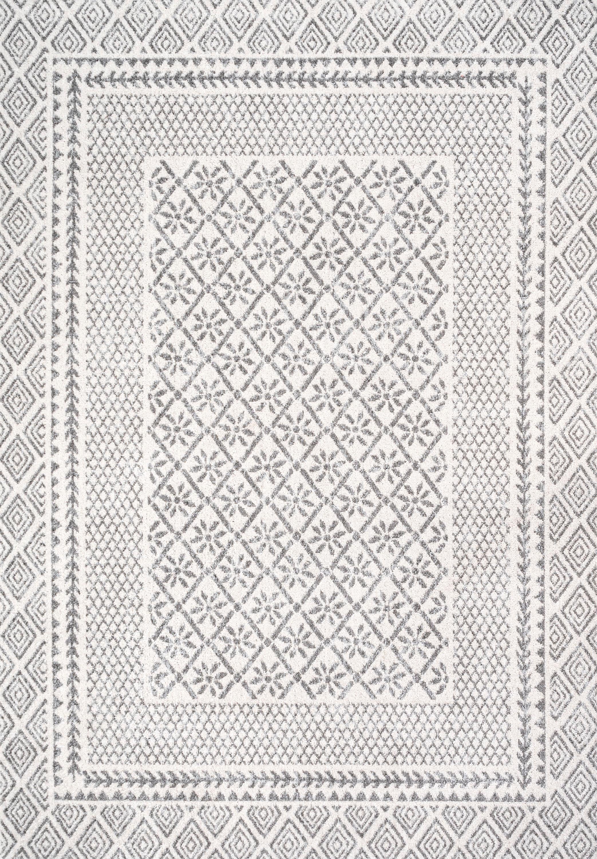 Athens Geometric Boho 5x8 Gray Synthetic Area Rug