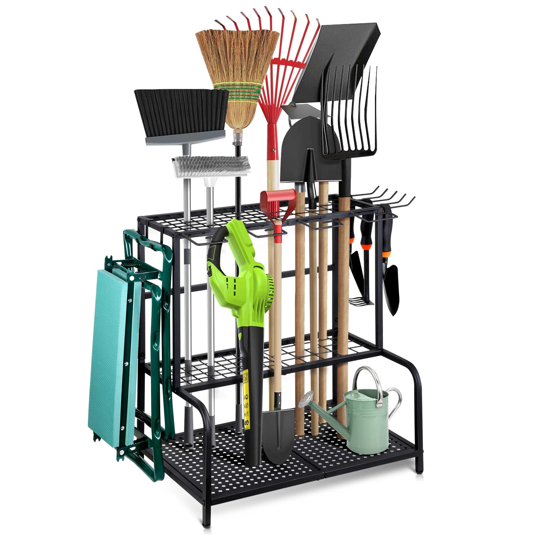 LAIFUCAM Large Garden Tool Organizer Metal Yard Tool Tower Rack for Garage Shed or Outdoor Storage Holds Up to 78 Tools Shovel Rake Broom #LLA0707A066