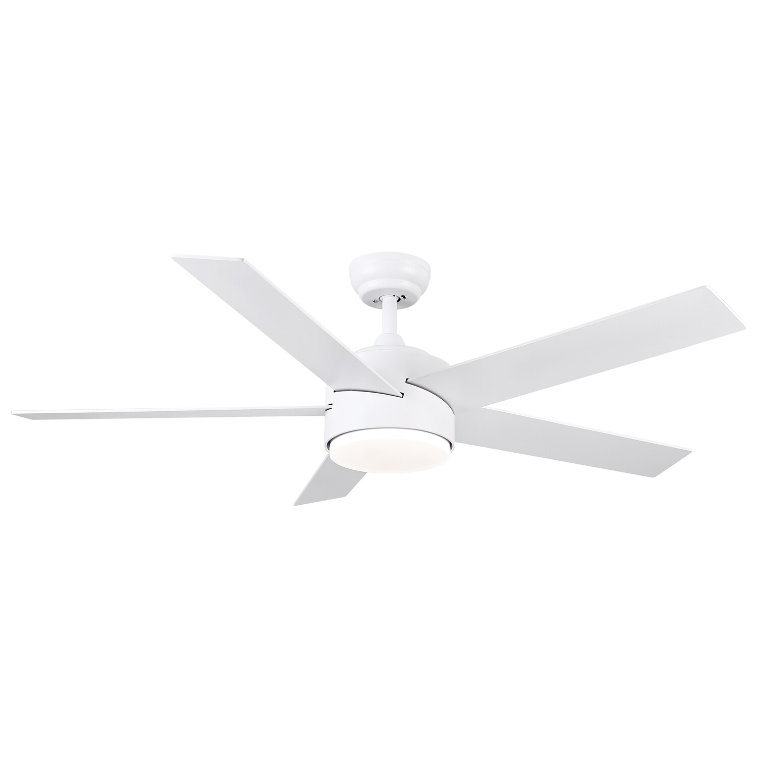 SINOFURN SYA820119WT 52-Inches White with White Blades Color-Changing Integrated LED Fixture Indoor Downrod mount Standard Ceiling Fan With Light and Remote ( 5 -Blade)