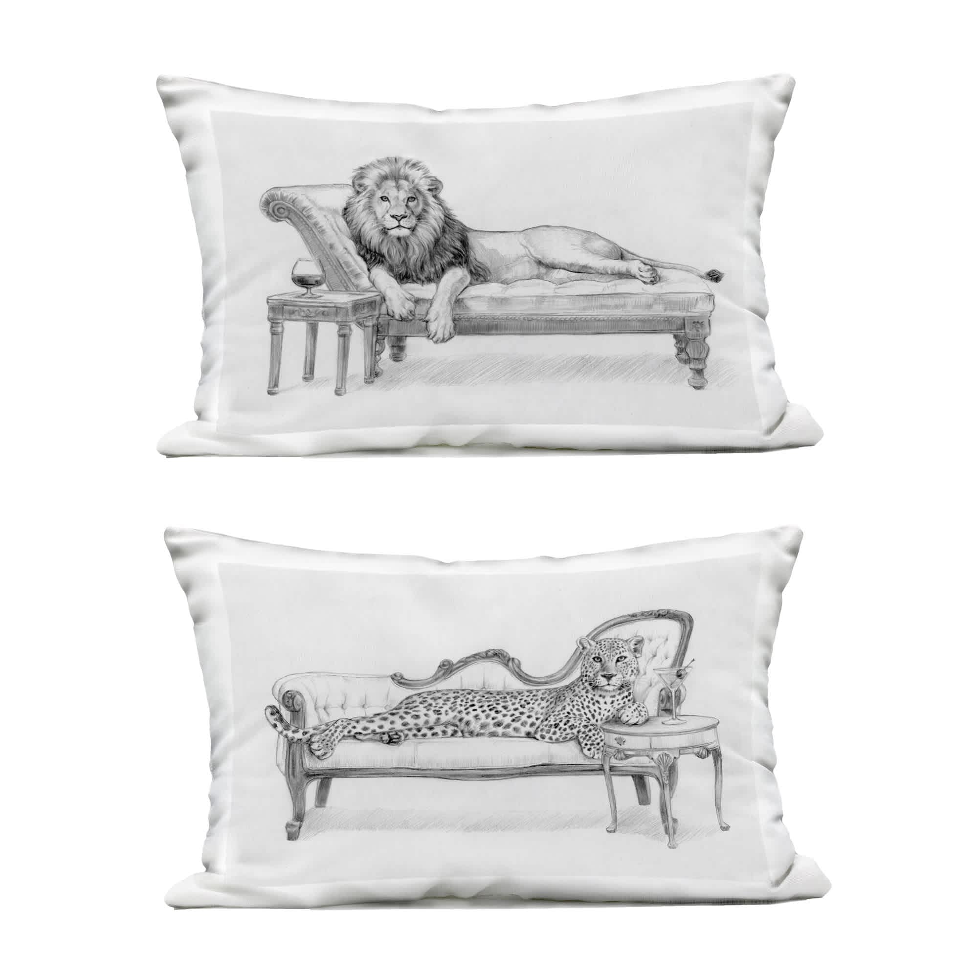 Stupell Industries 199425918714 Lounging Jungle Beasts 2 Piece Outdoor Printed Pillow Setdesign by Victoria Barnes 14 x 20