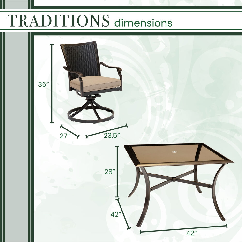Hanover TRADDNWB5PCSWSQG-TAN Patio-Dining-Sets - View #4