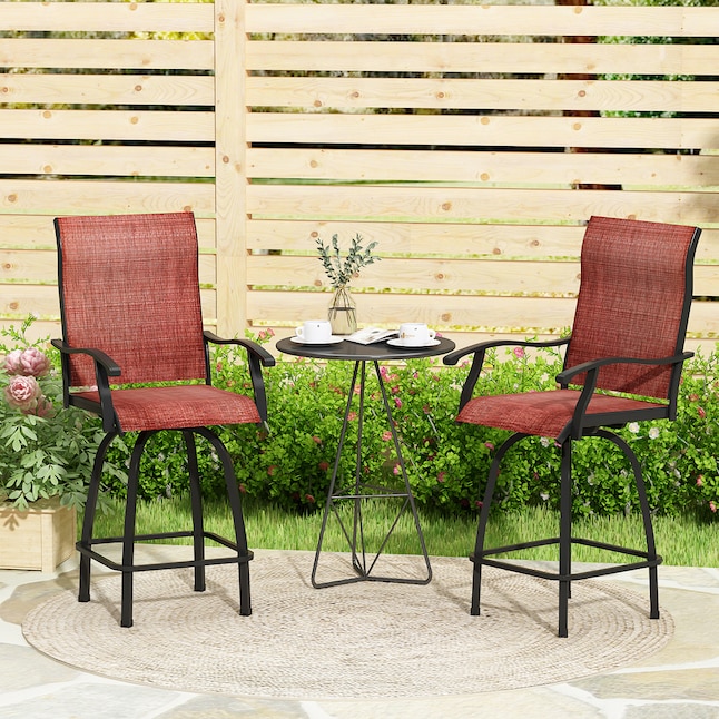 Fufu Gaga Swivel Metal Frame Outdoor Bar Stools Height Patio Chairs All Weather Furniture Set Of 2 In The Department At Com - High Outdoor Patio Chairs
