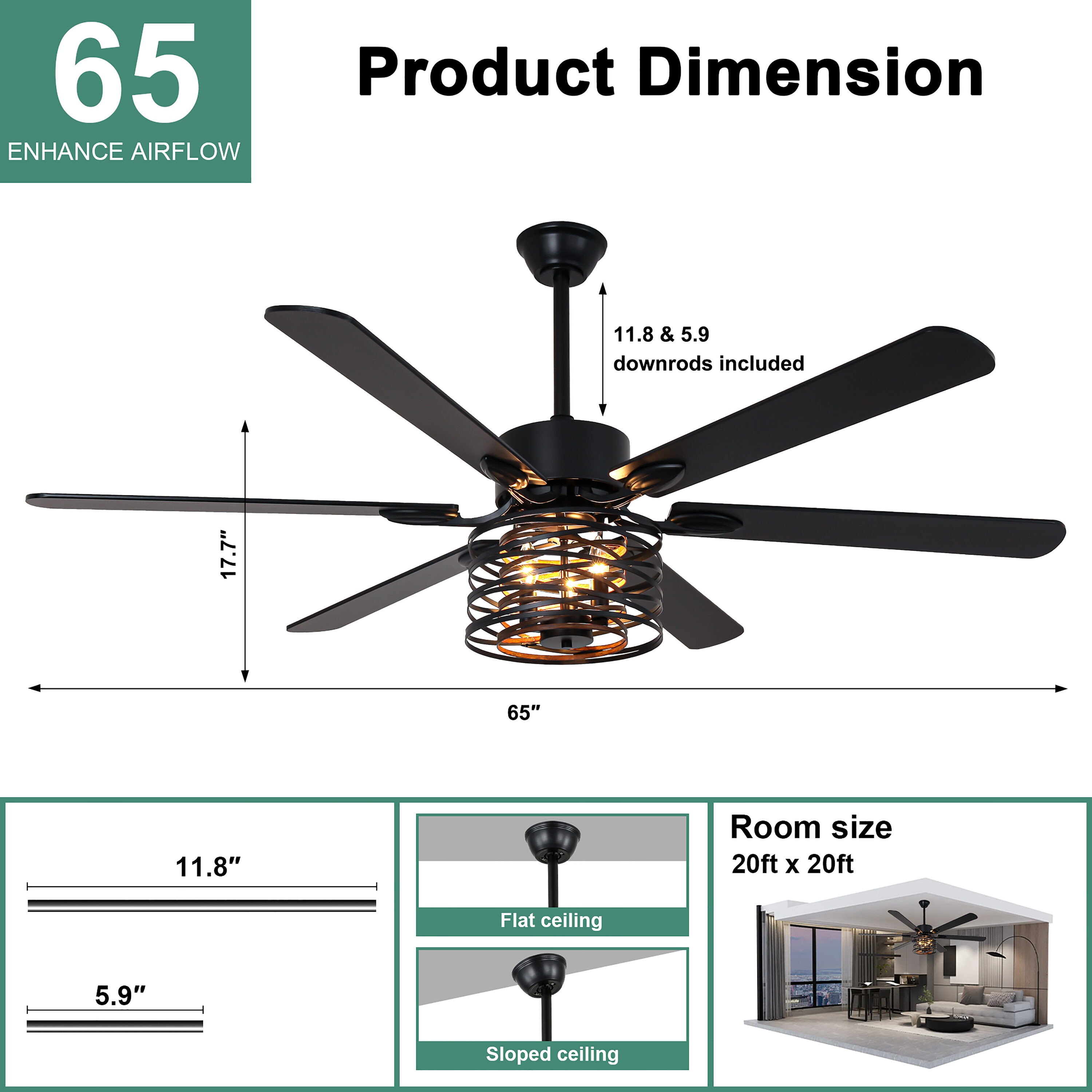 Cusp Barn CS65P07 Ceiling-Fans - View #8