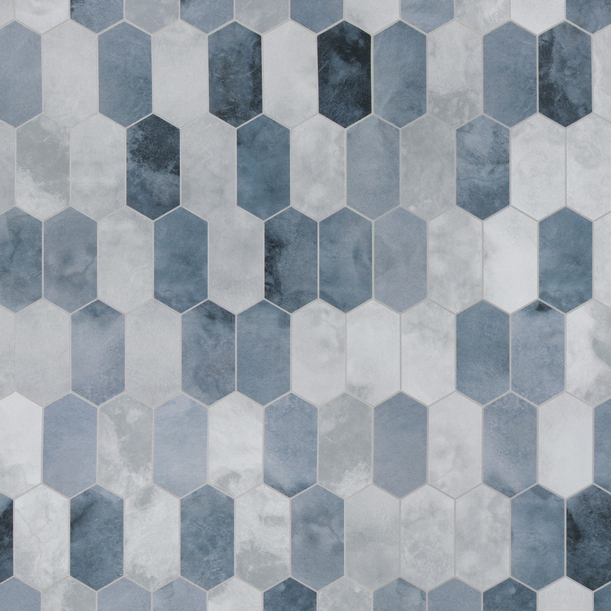 SUNWINGS SDS002-BLU-10 Blue 11-in x 12-in Matte Composite Marble Look Hexagon Mosaic Wall Tile (9.68-sq. ft/ Carton)