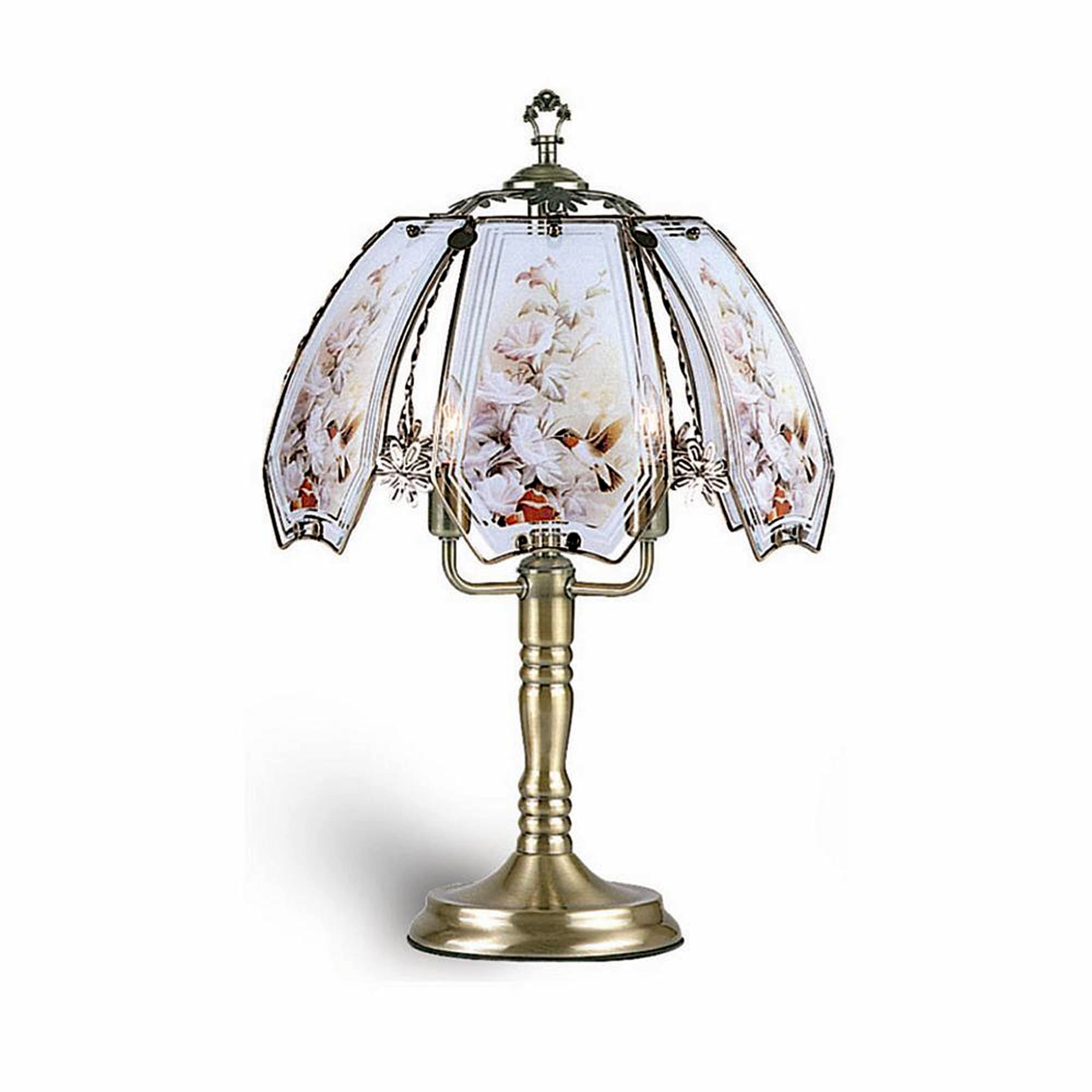ORE International 23.5-in Gold Touch Lamp with Glass Shade in the Table Lamps department at Lowes.com