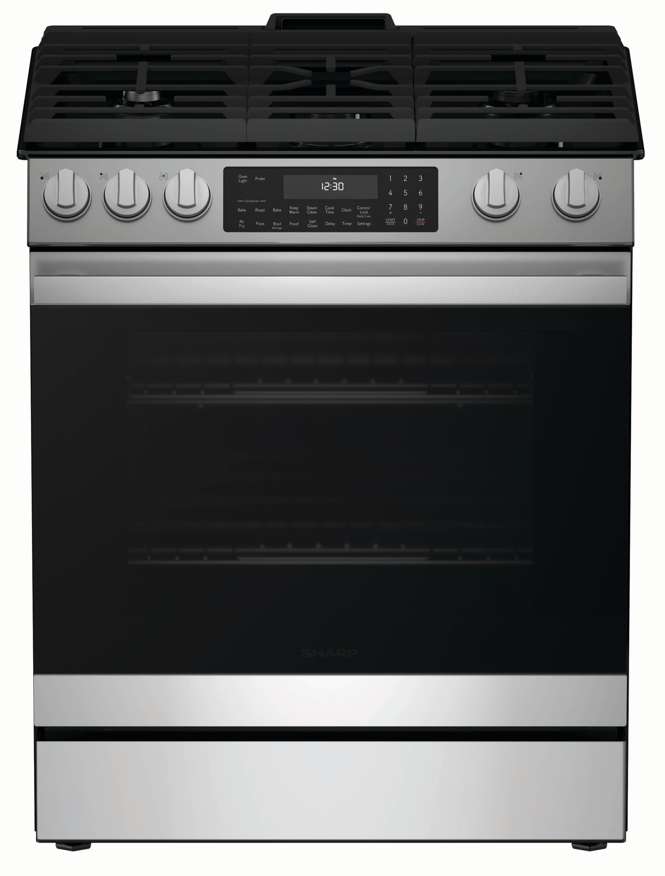 Sharp SSG3065JS 30-in 5 burners 6.1-cu ft Air Fry Convection Oven Slide-In Natural Gas Range ( Stainless Steel )
