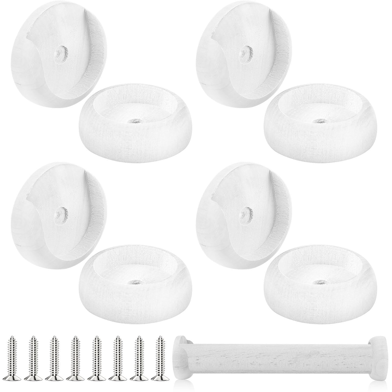 Etokfoks 4 Pack Wooden Closet Rod Socket Sets 1 3 8 in Inner Diameter ...