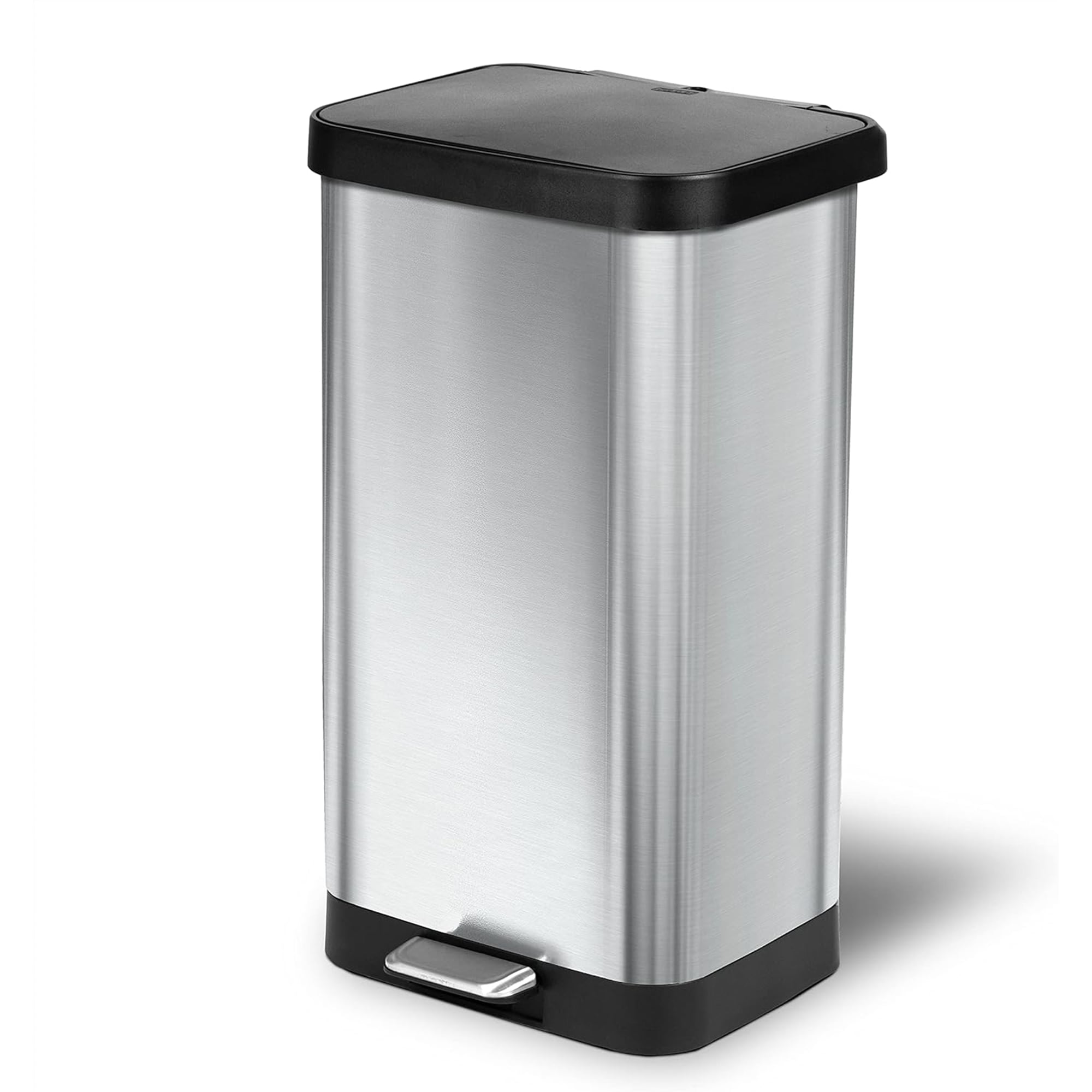 Glad 424823 Step Trash Can  Soft Close Lid Bin with Odor Protection  20 Gal  Stainless