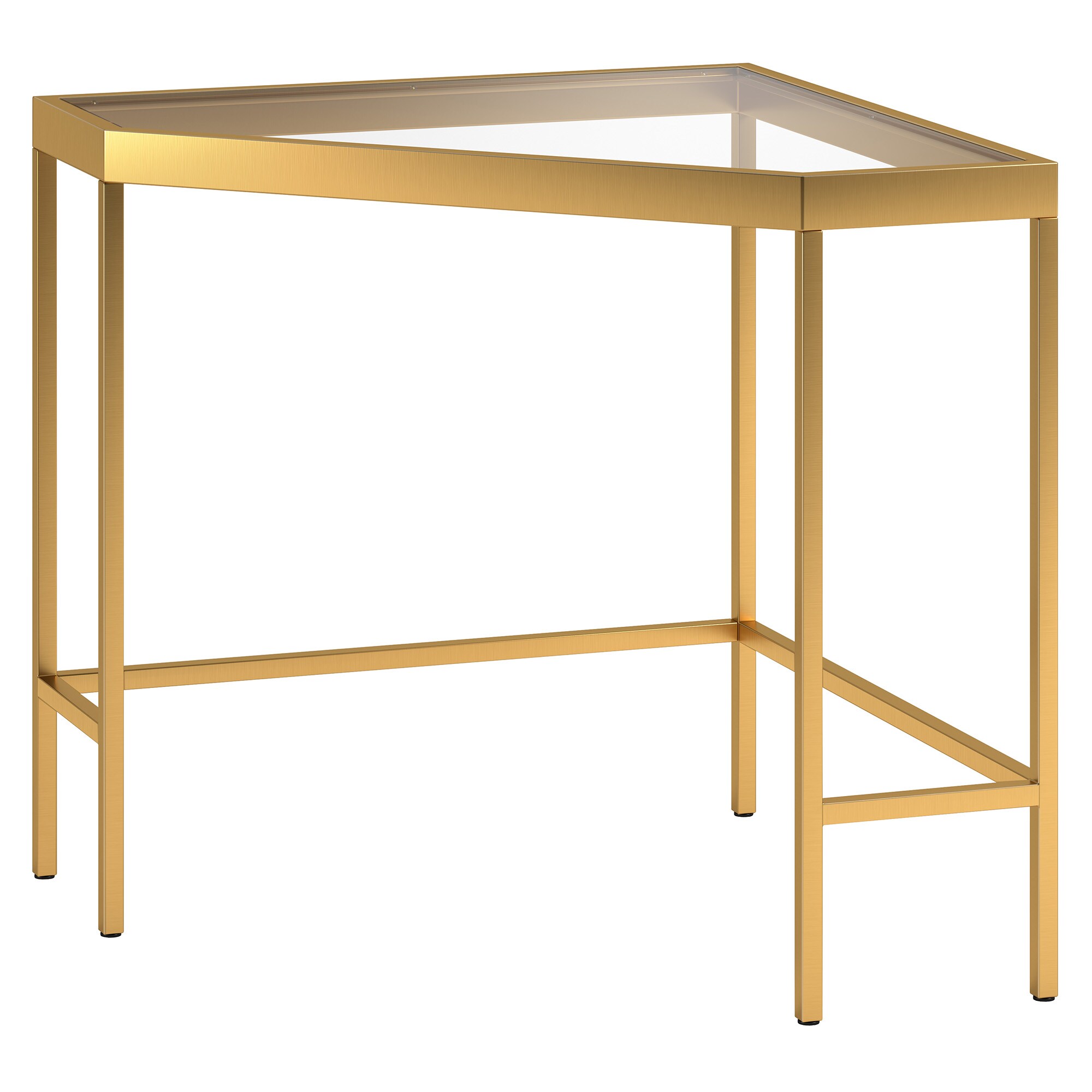Alexis Minimalist Brass & Glass Corner Desk