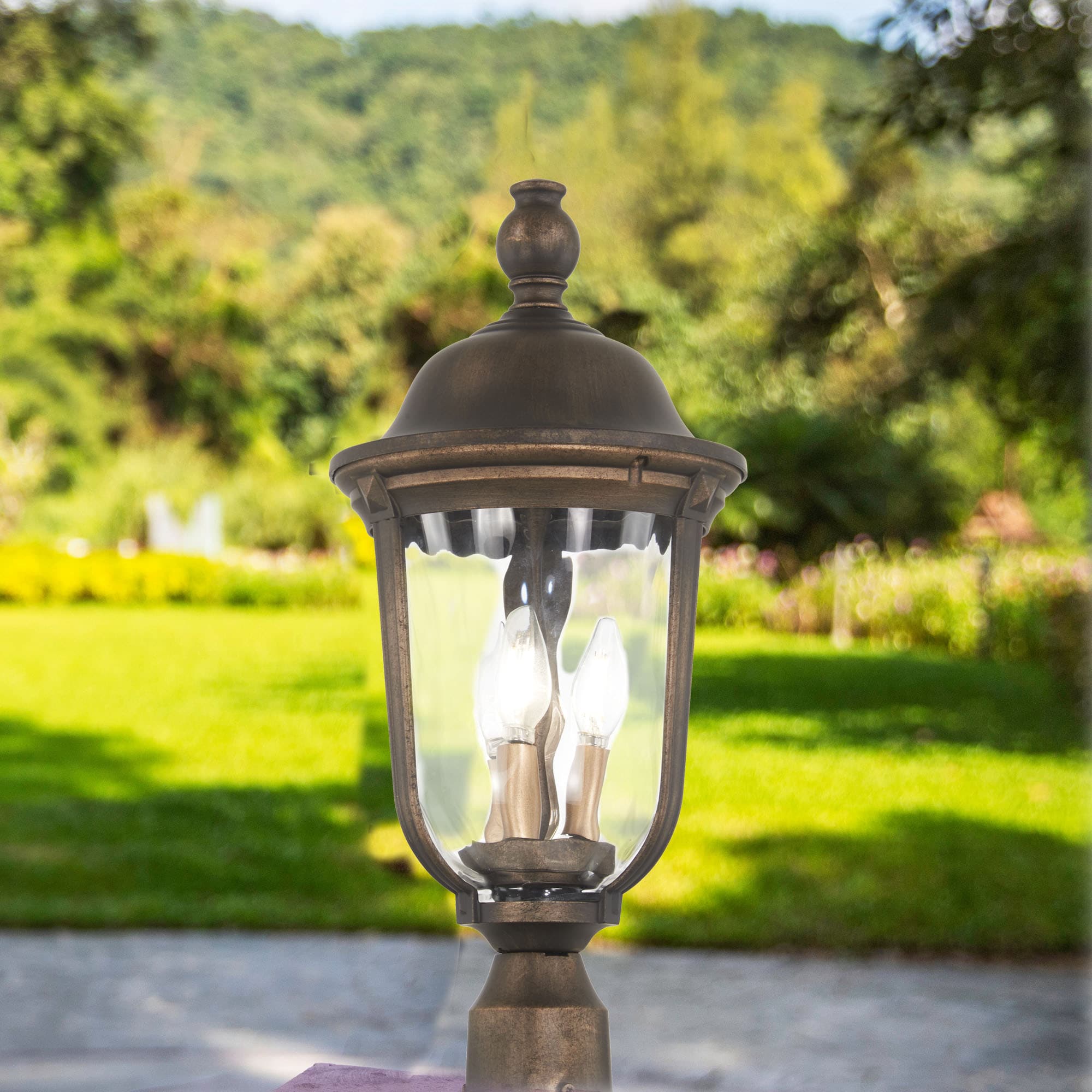 The Great Outdoors 73248-748 Havenwood 3 -Light 21.25-in H Multiple finishes Multiple colors Hardwired Outdoor Wall Light