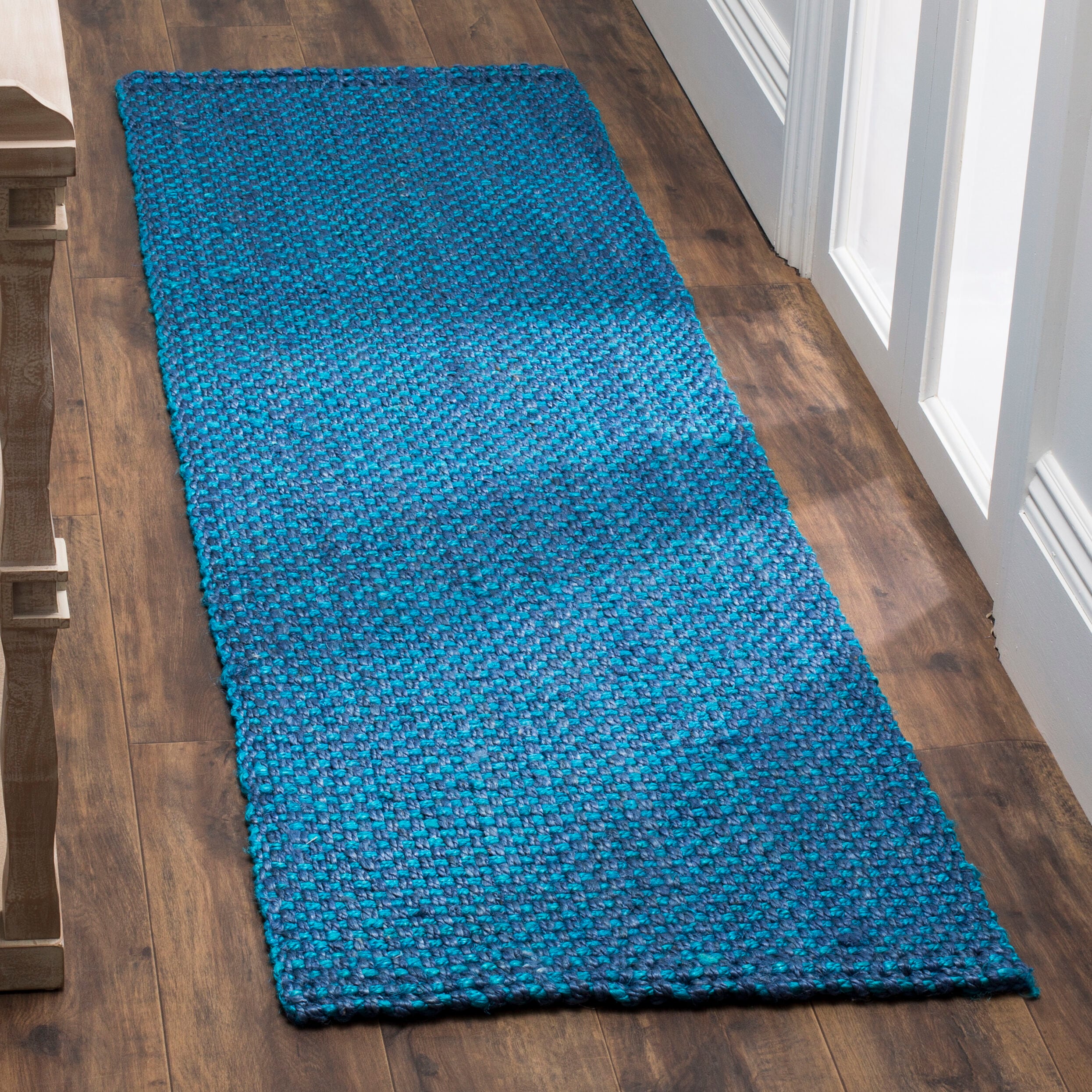 Safavieh NF262C-26 Natural Fiber Margate 2 x 6 (ft) Jute Blue Rectangular Indoor Abstract Coastal Runner rug
