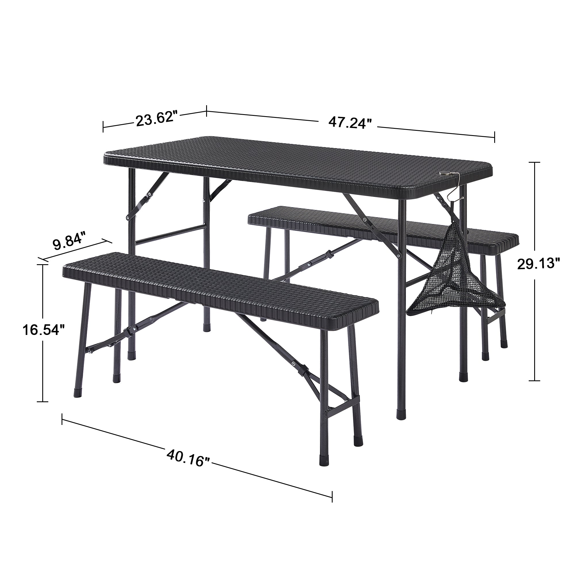Vecelo LOE-FTS01-BLK Folding-Furniture-Sets - View #3