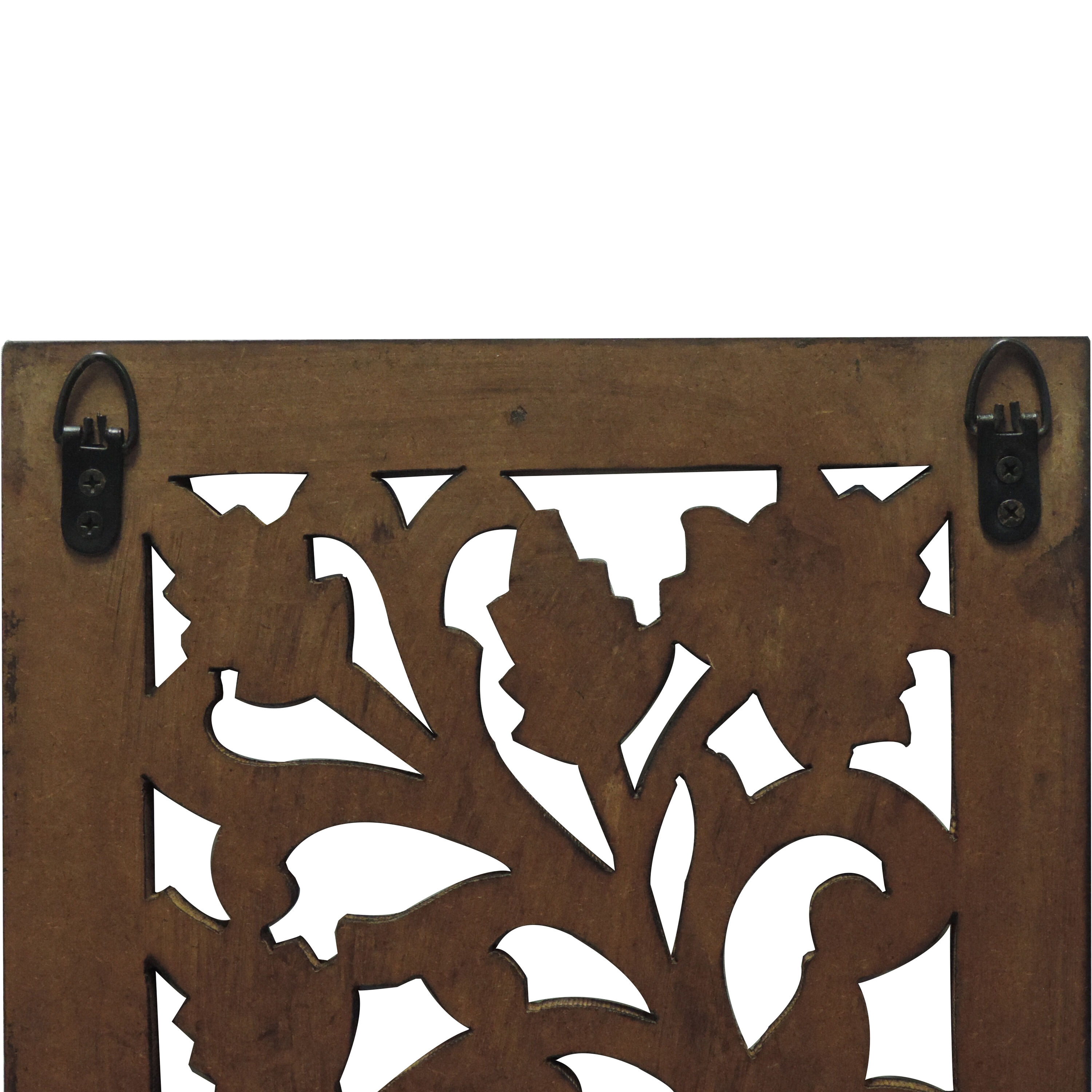Handcrafted Brown Mango Wood Floral Wall Panel