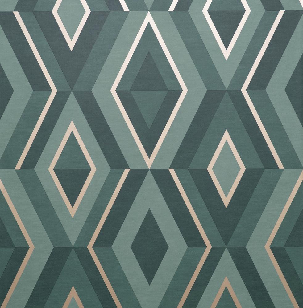 Fine Decor FD42609 Medley 56.4-Sq. Feet Turquoise Paper Geometric Unpasted Wallpaper